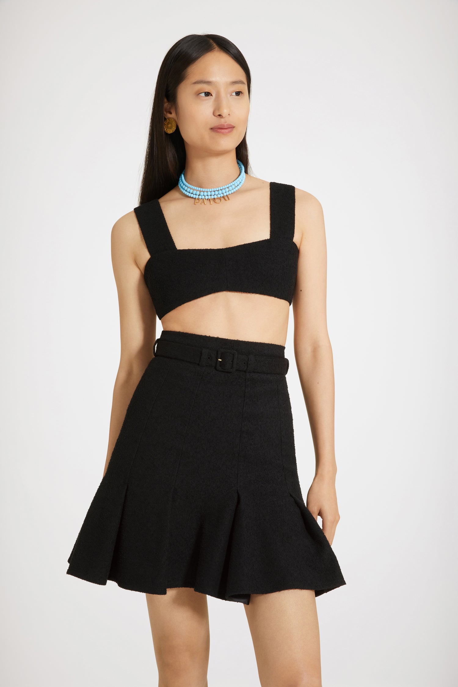 Patou Bralette TO031 crop top tweed noir 34 coton