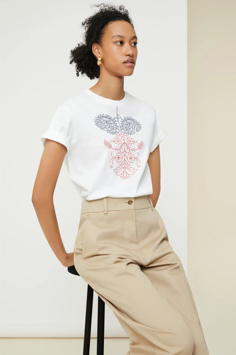 Patou JE010 t-shirt coton bio brodé blanc