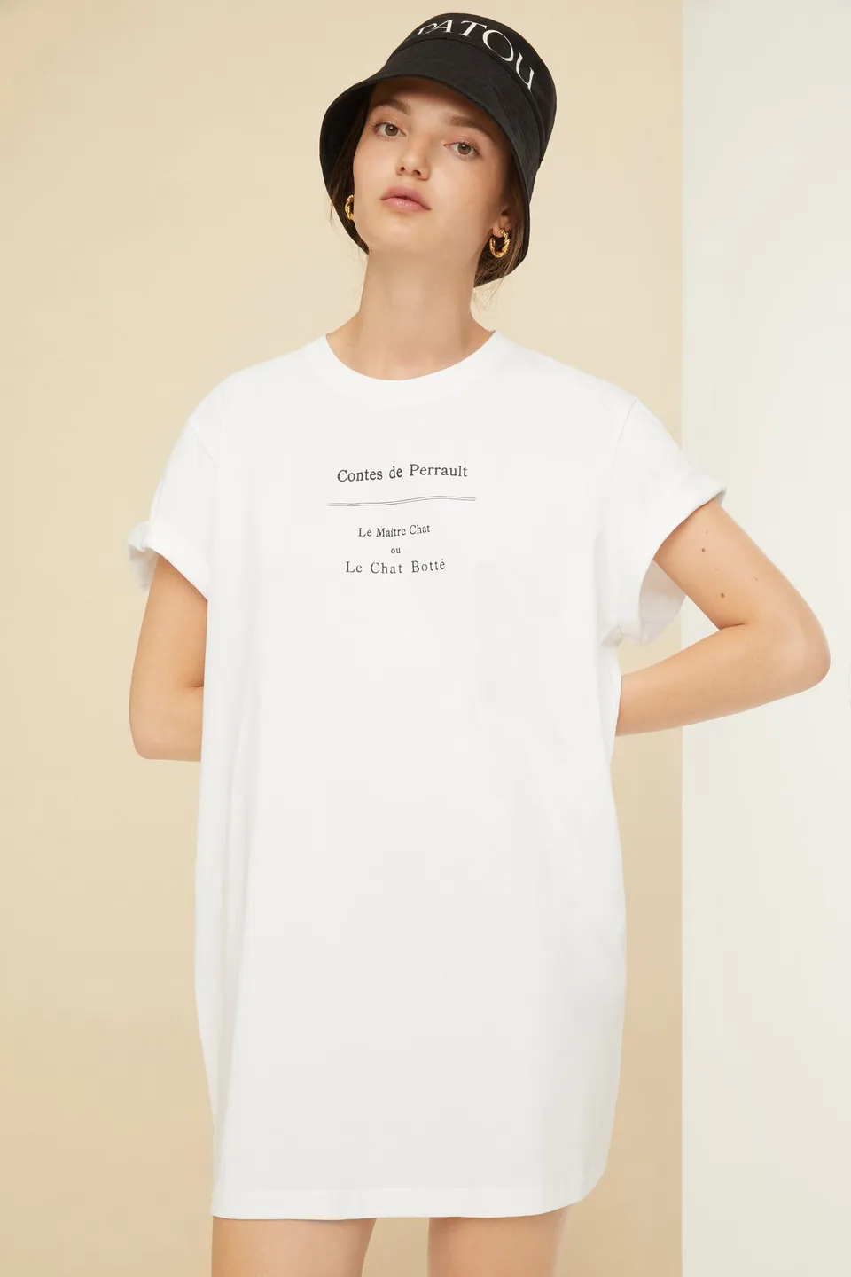 Patou JE038 robe t-shirt coton bio blanche imprimé dos