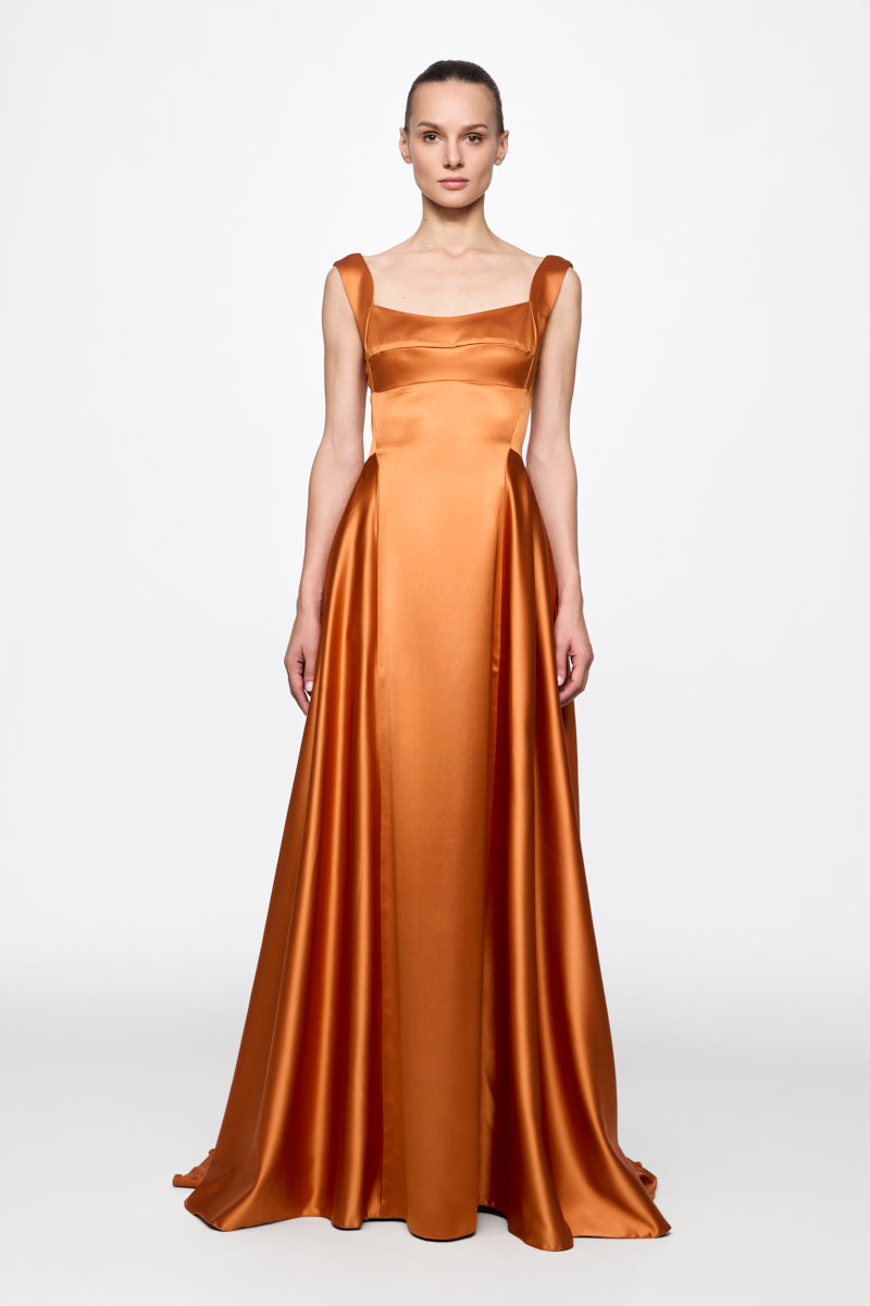 ATU Body Couture robe soirée orange satin taille S corset