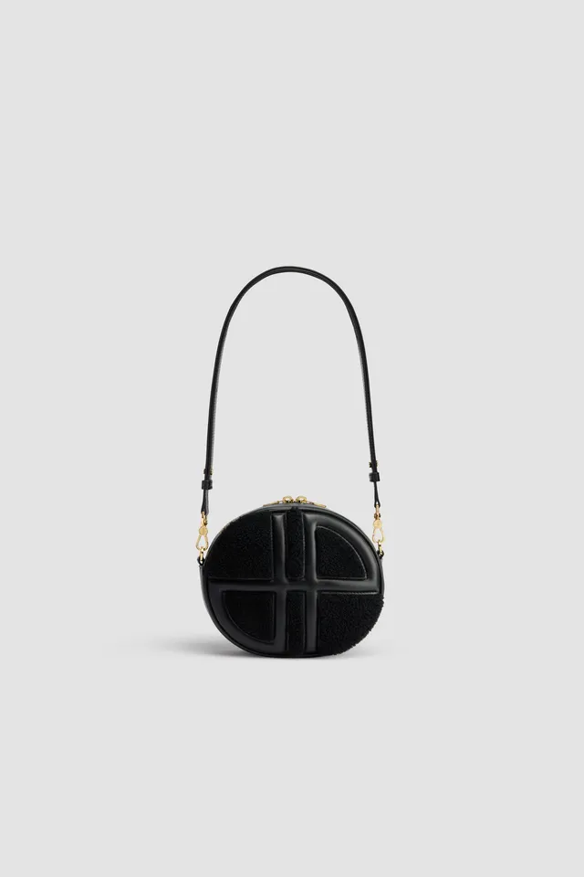 Patou Le JP sac cuir shearling noir 21 cm