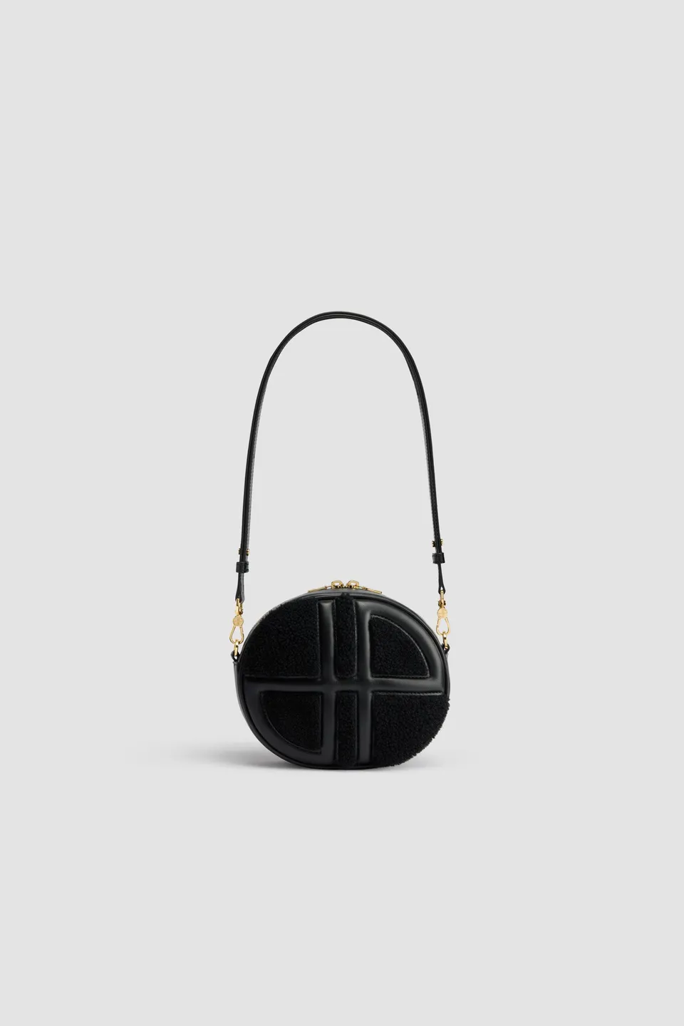Patou Le JP sac cuir shearling noir 21 cm