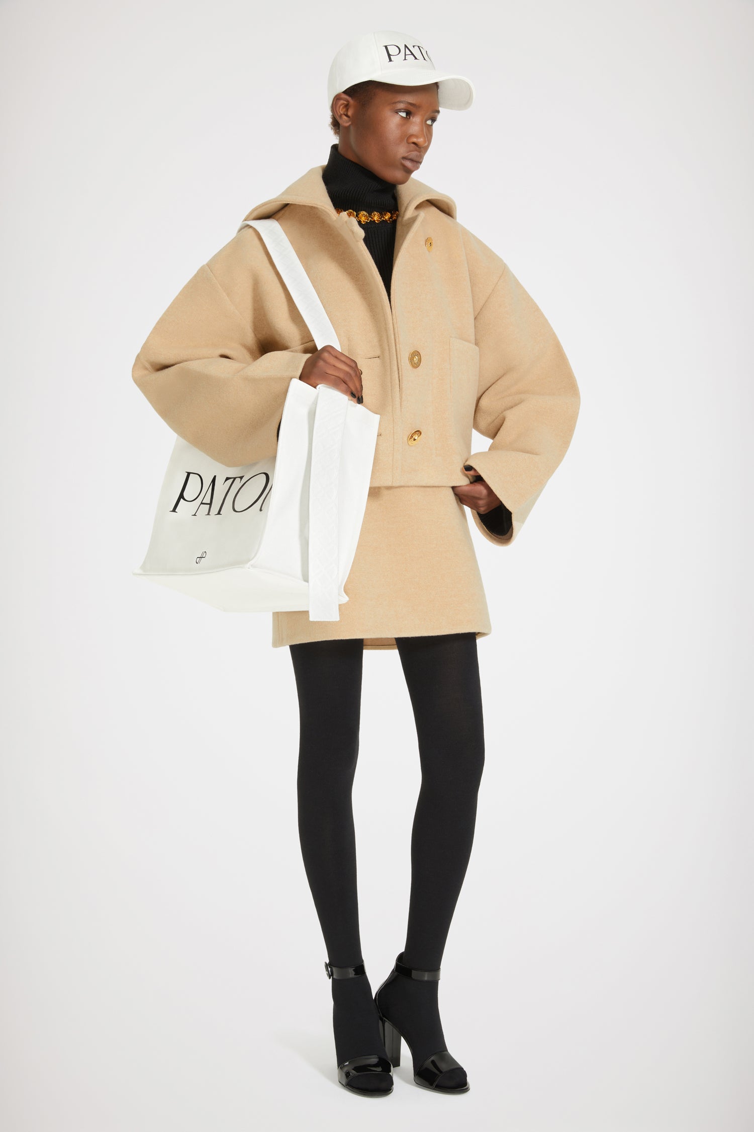 Patou CO014 manteau laine biscuit beige taille 38