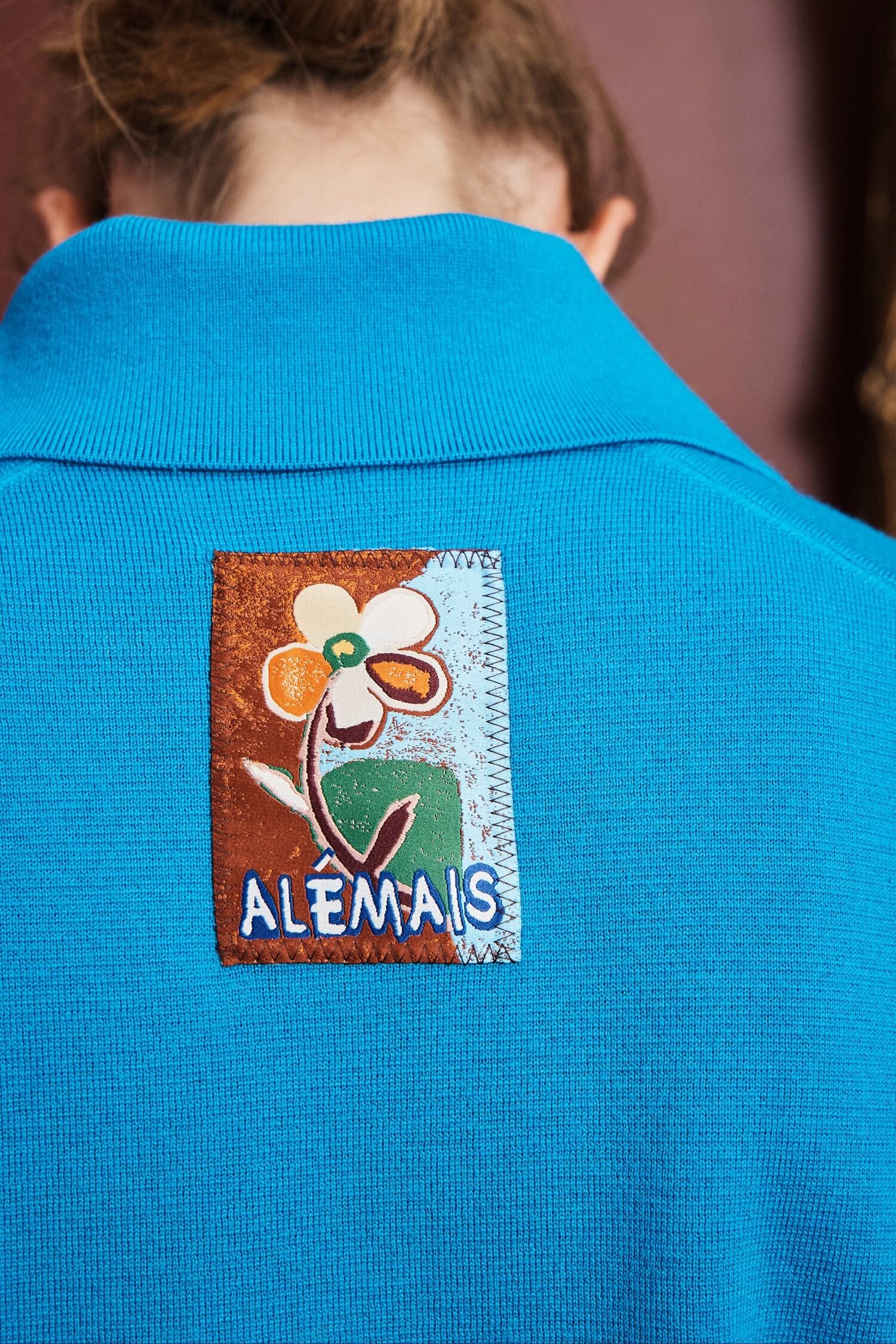 Alemais Claudia Azure Knit Polo pull laine col polo