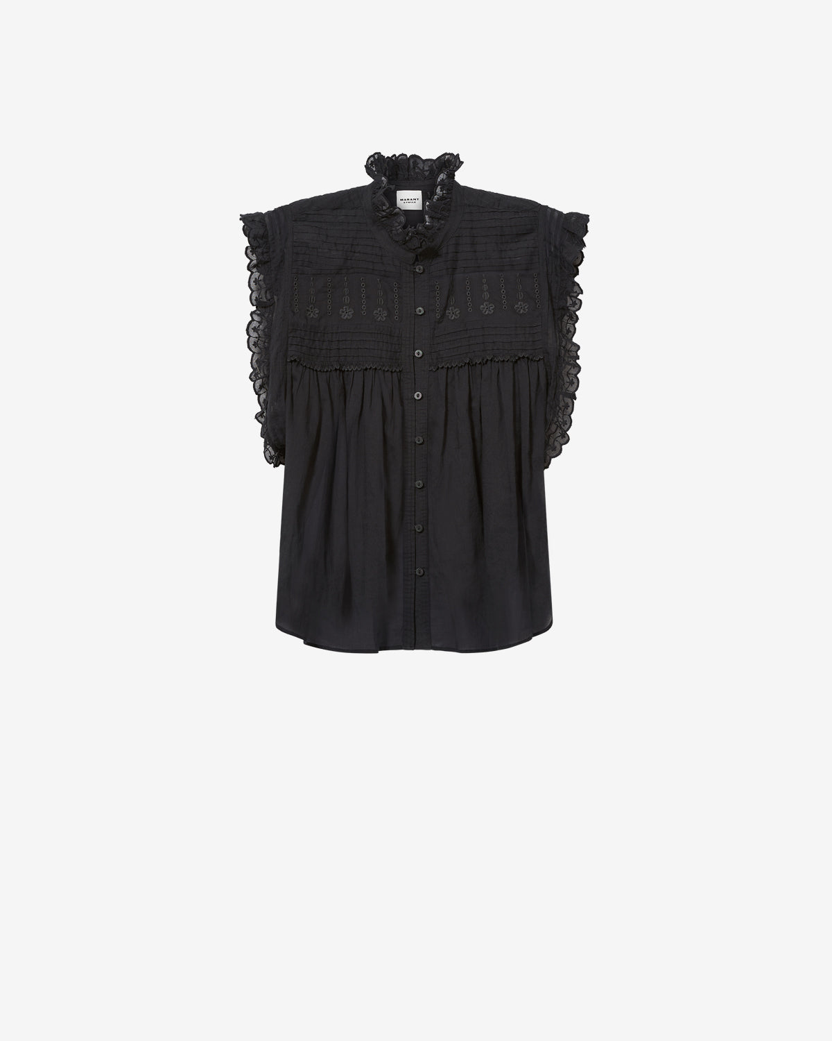 Isabel Marant Dersia top noir voile coton 34-44