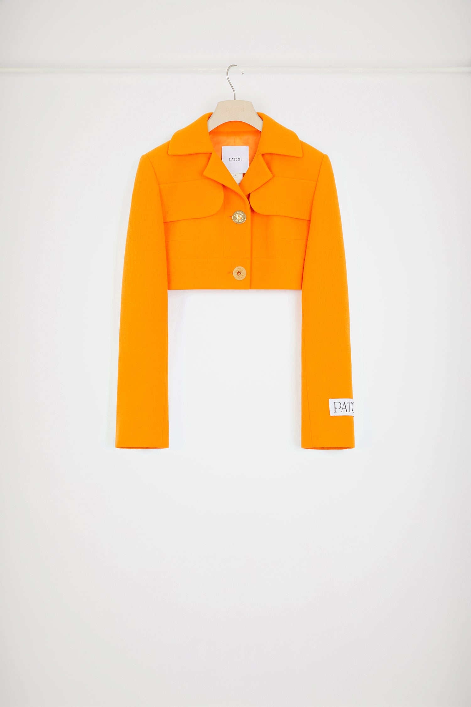 Patou JA037 veste laine courte orange vif cropped