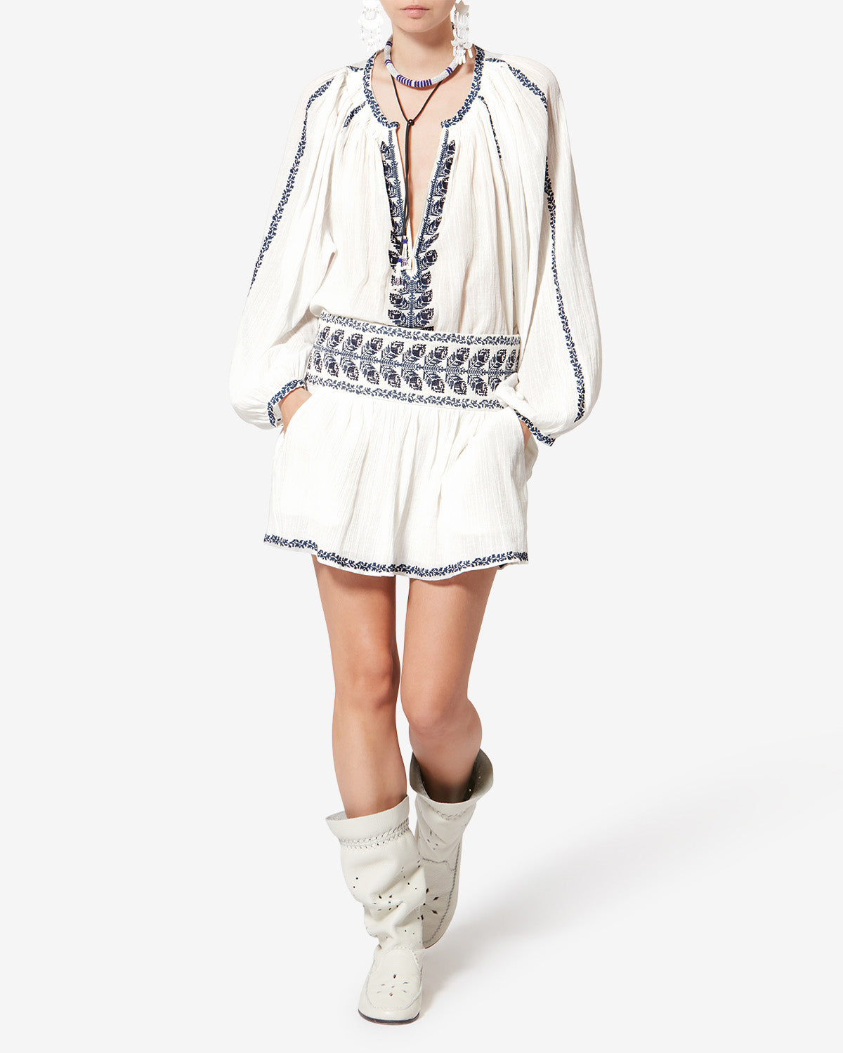 Isabel Marant Picadilia jupe courte écru bleu