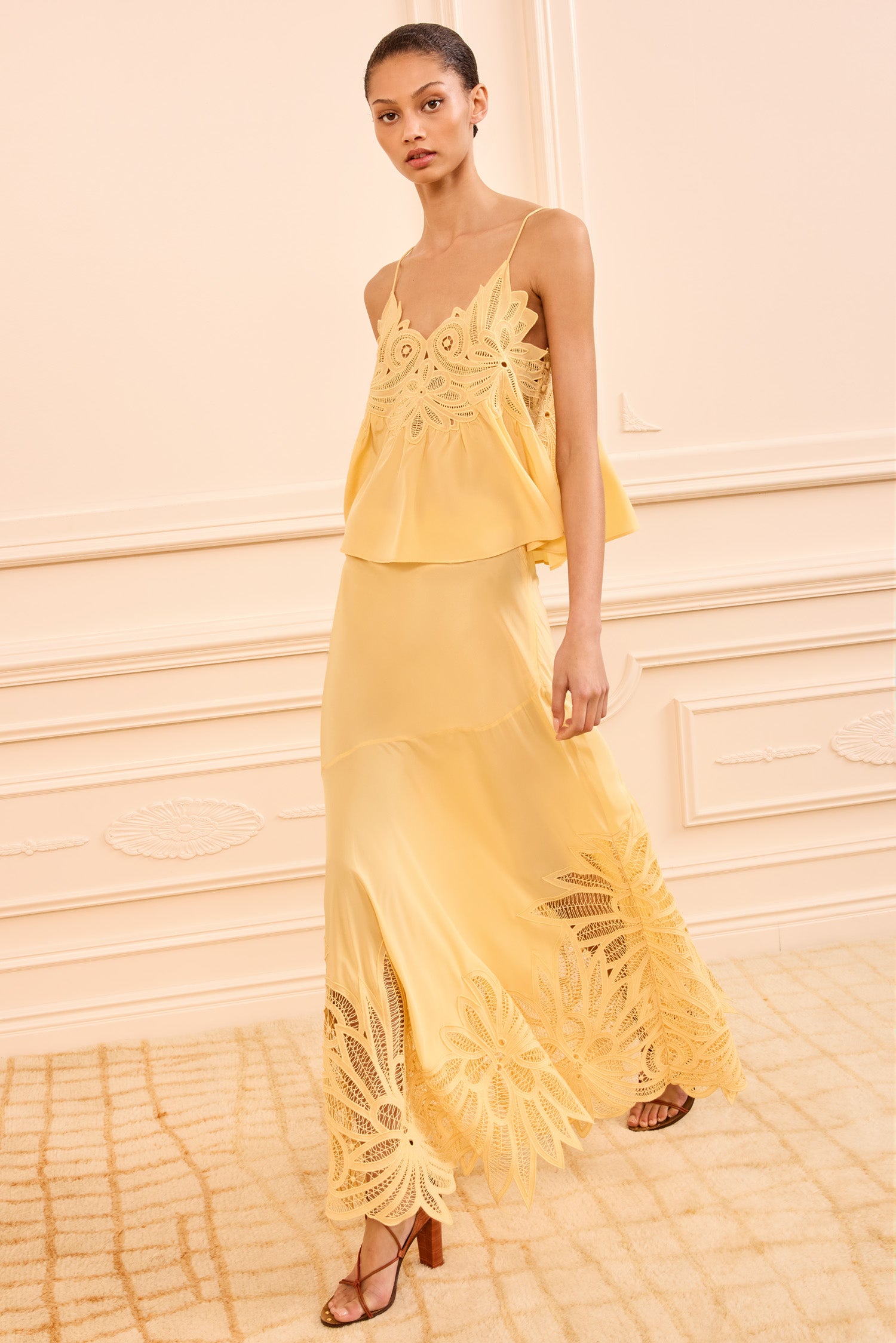 Ulla Johnson Oona jupe longue Dandelion soie jaune