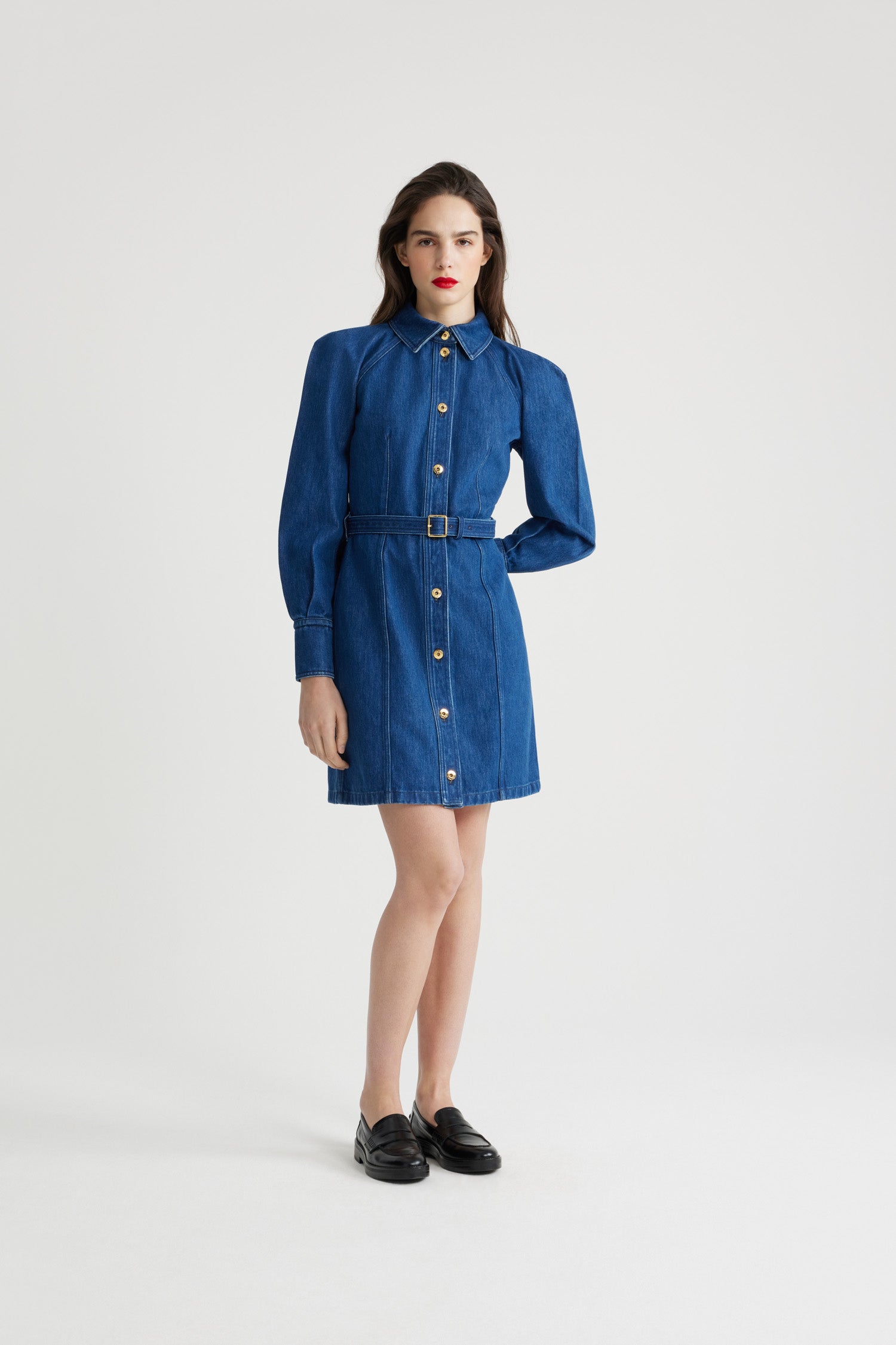 Patou Denim robe chemise DR152 Stonewash denim bio courte