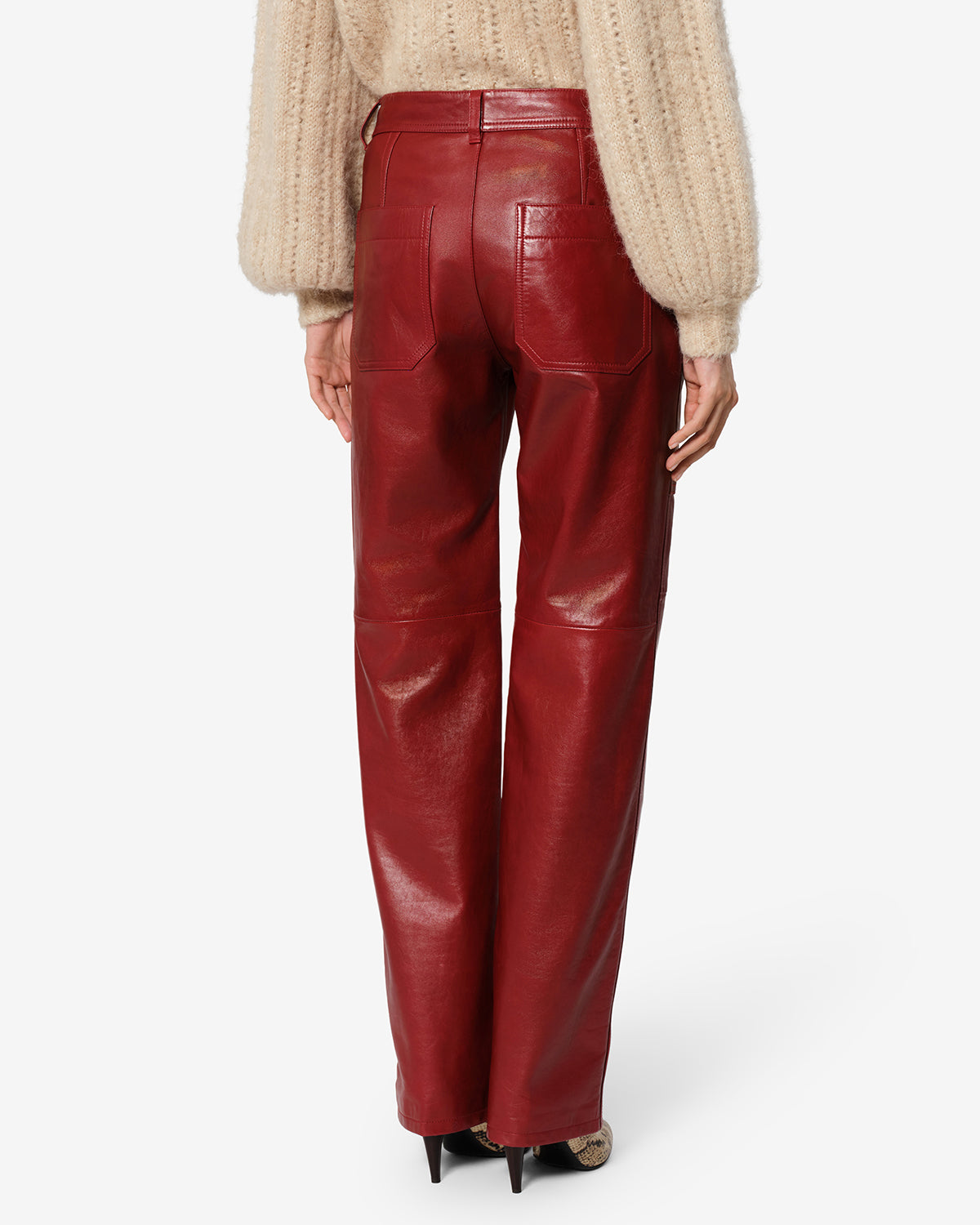Isabel Marant Valka PA0809FA-D4B01I pantalon cuir deep red