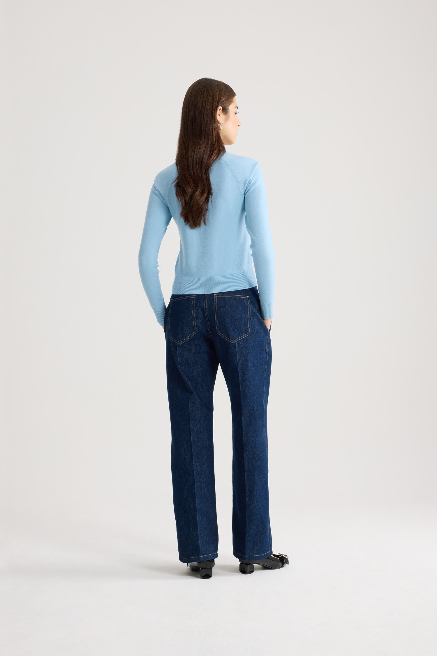 Patou P26KN110 pull jacquard laine Bleu Riviera