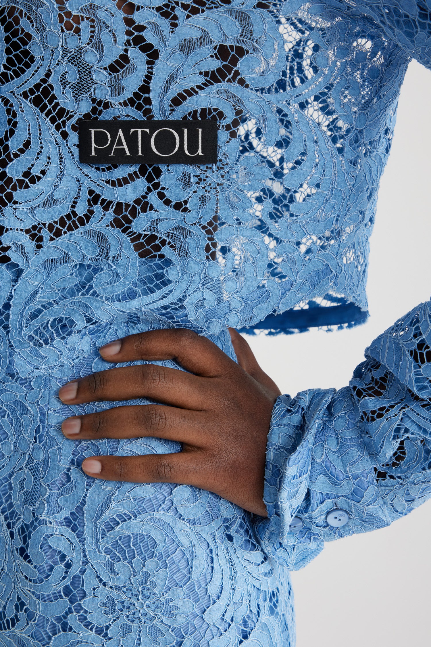 Patou BL033 chemise dentelle coton bio bleu 34