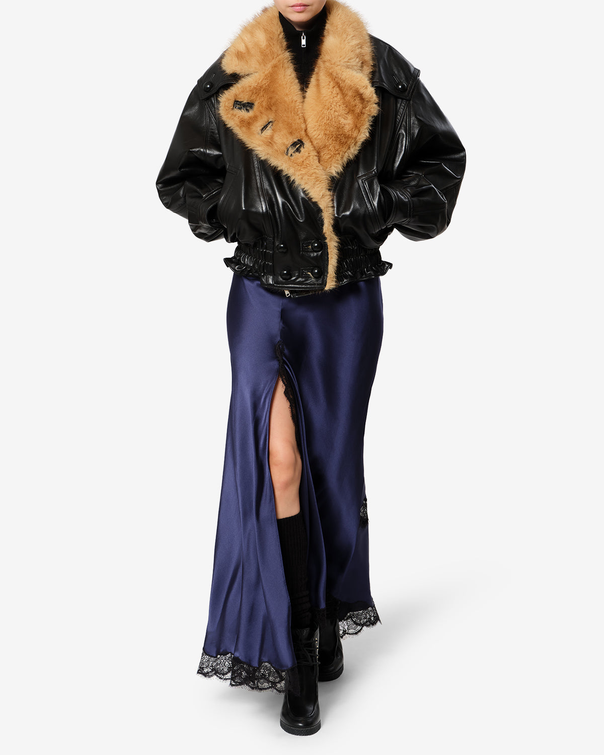 Isabel Marant Alexandra jupe longue nuit soie dentelle