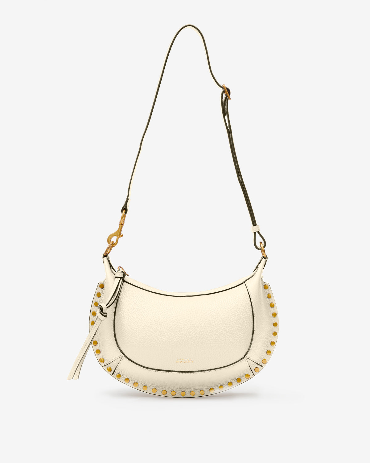 Isabel Marant Oskan Moon sac cuir beige 28 cm clouté