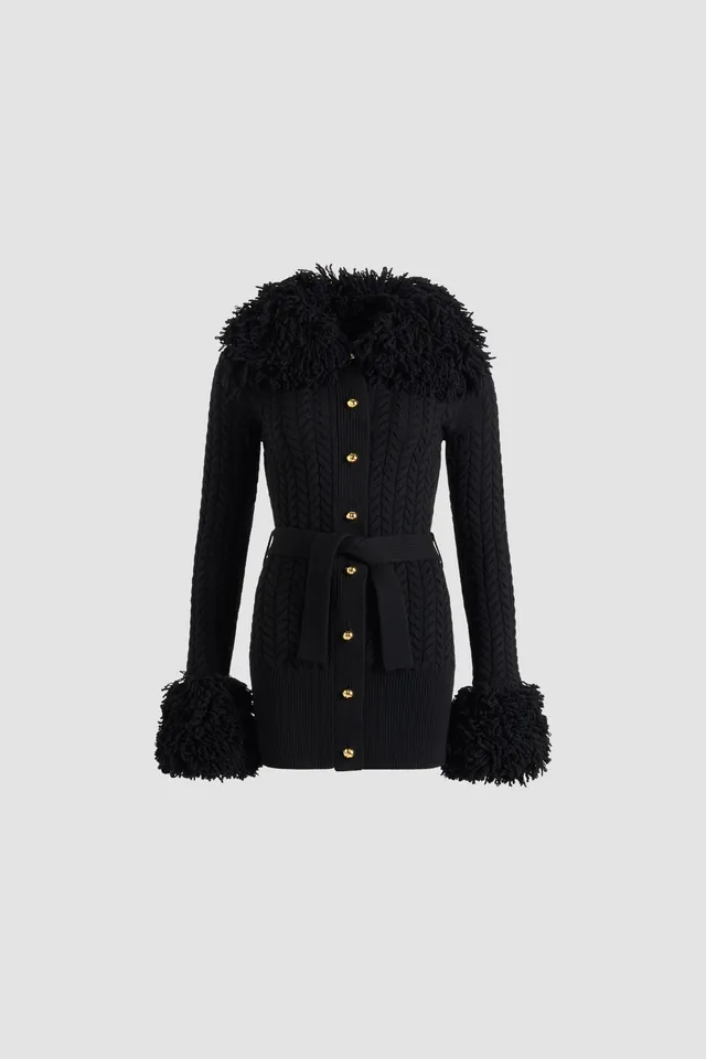 Patou Knitwear cardigan KN2828041999B laine noir à franges