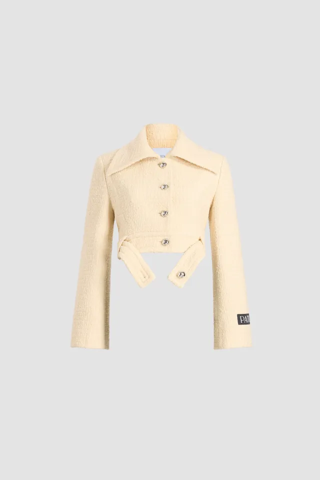Patou JA063 veste tweed laine blanc snowberry
