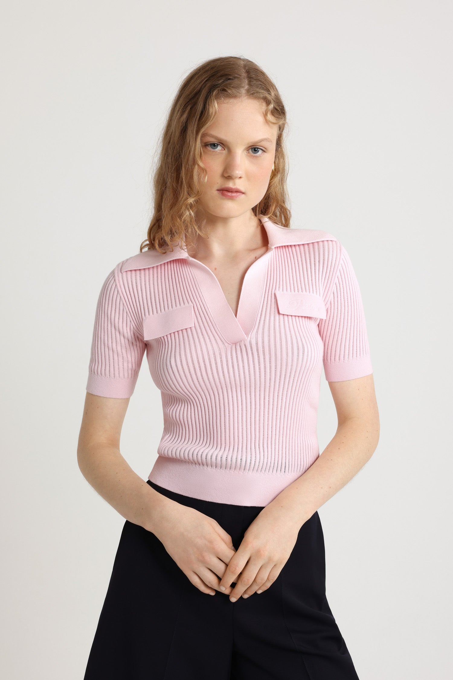 Patou KN229 polo tricot coton rose Primrose