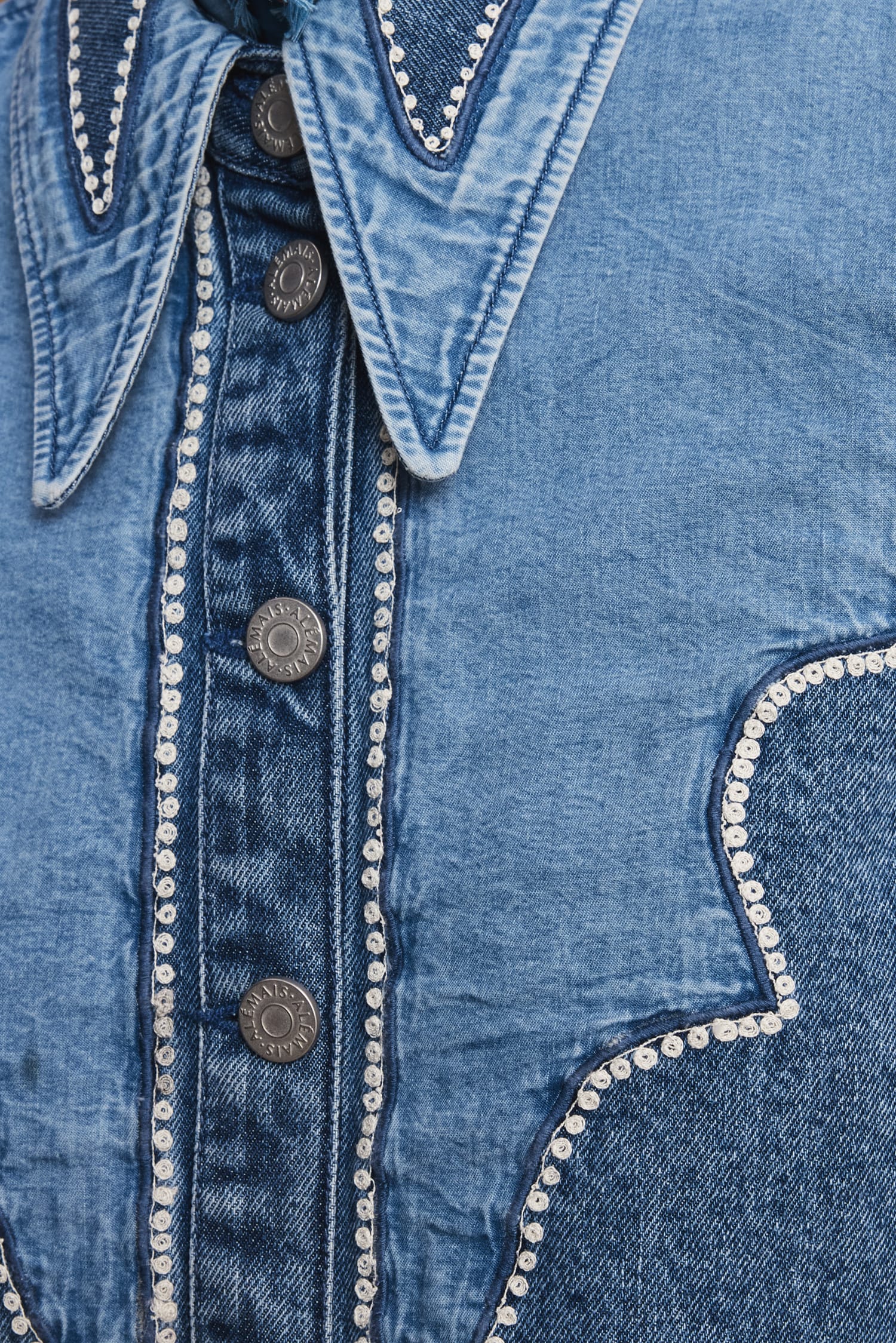 Alemaïs Jesse chemise denim coton patchwork manches longues