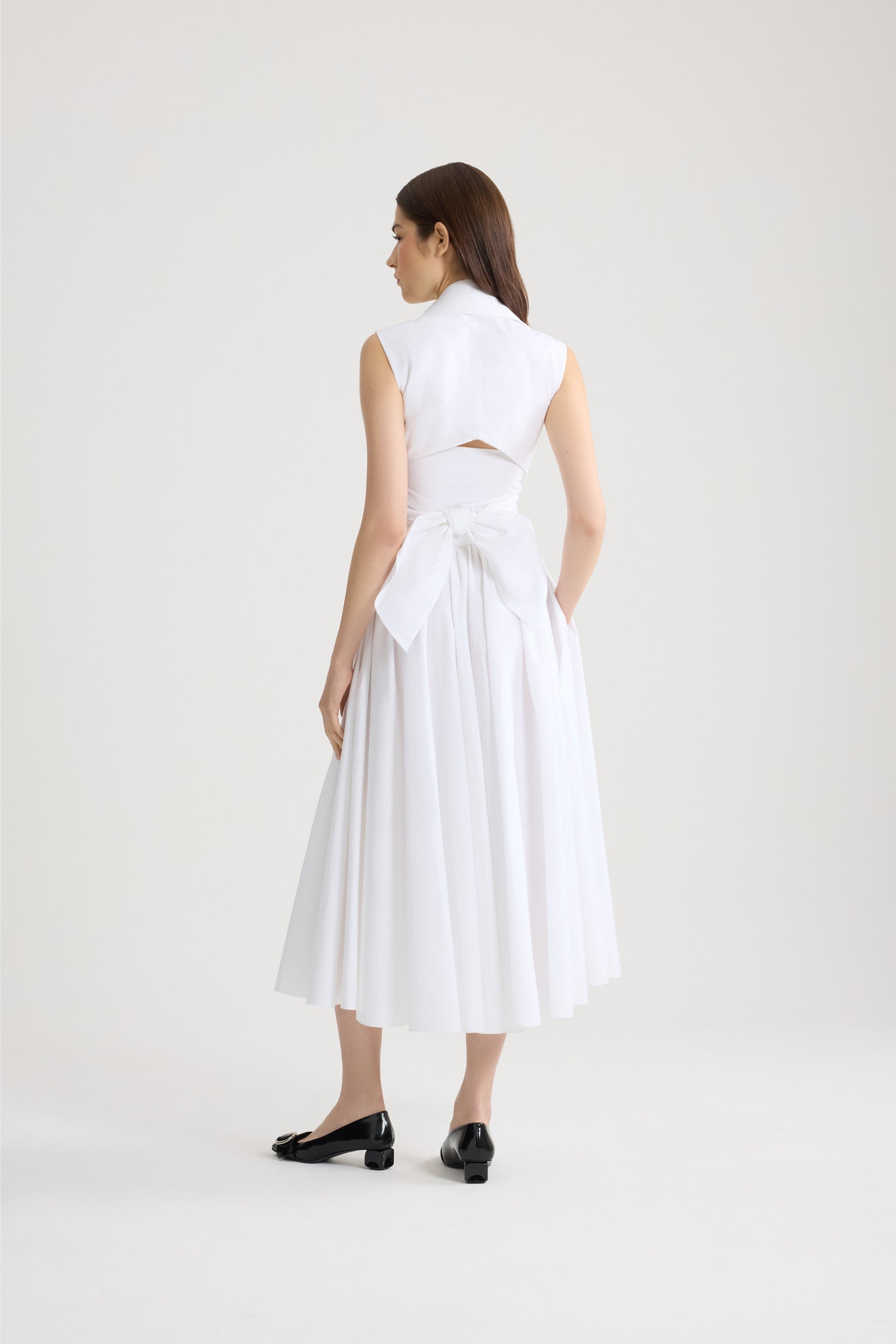 Patou DR223 robe midi blanche coton bio drapée 34-44
