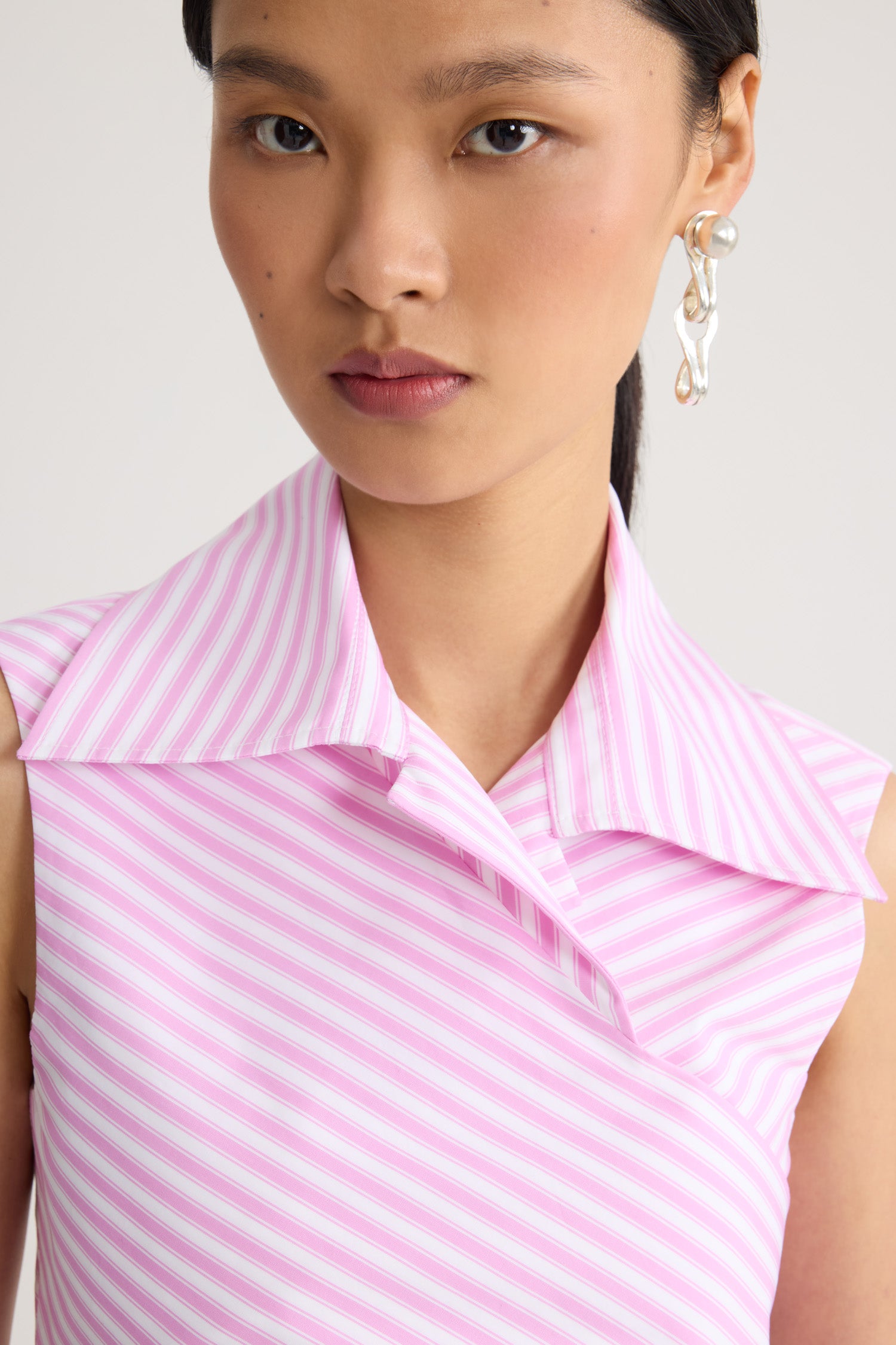 Patou P26TO16702485968 top rayé rose sans manches coton bio