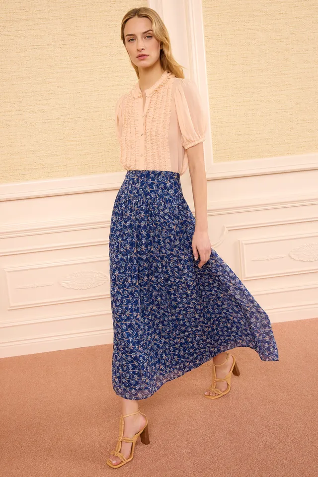 Ulla Johnson Reina jupe midi Dusk soie plissée