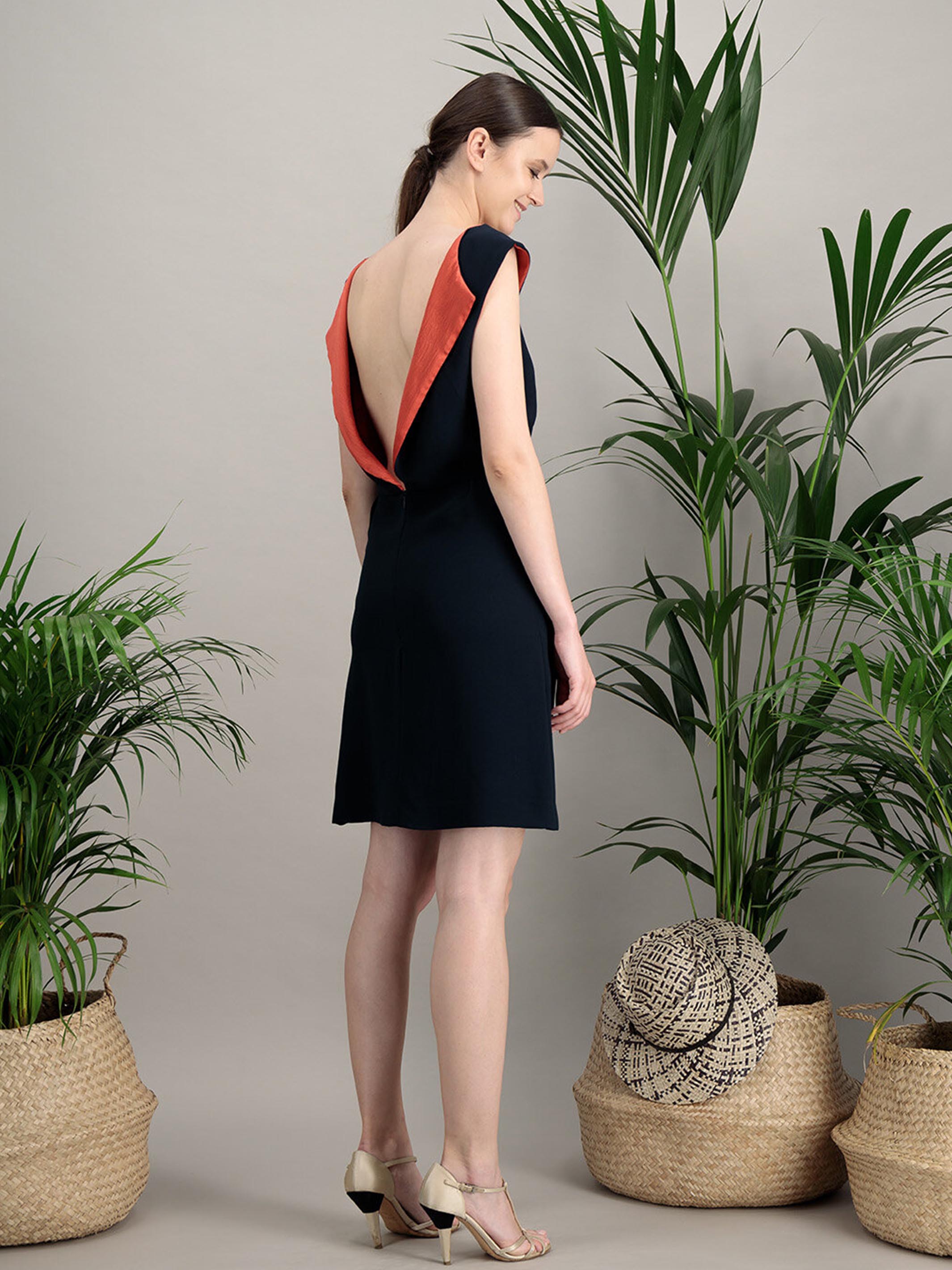Anahide Saint André Back Up robe cocktail soie corail