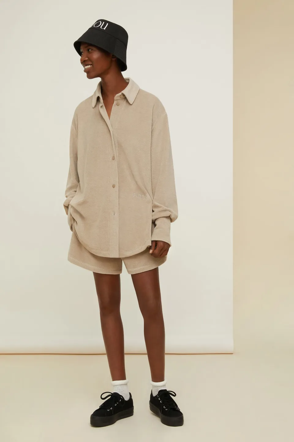 Patou JE039 chemise oversize éponge coton bio parchemin