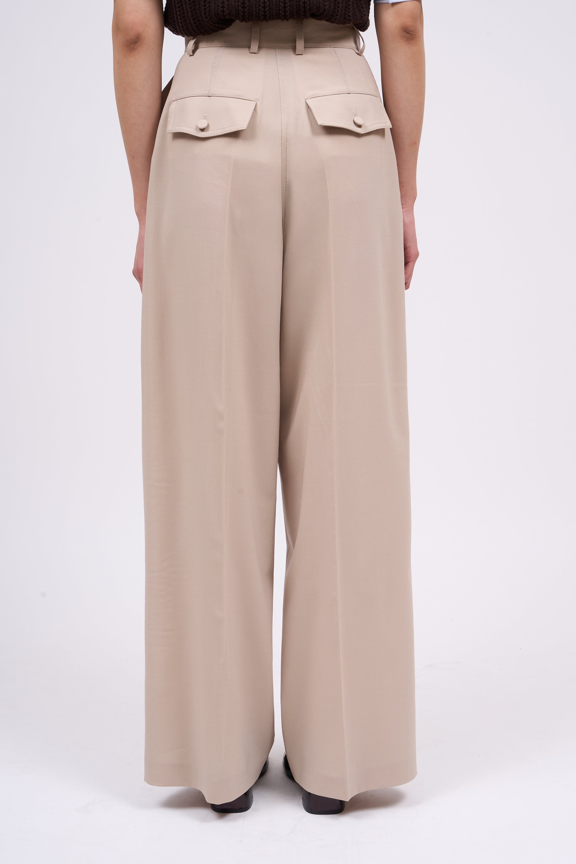 Paul & Joe Tailoring Pantalon CHOISY large laine soie beige 36