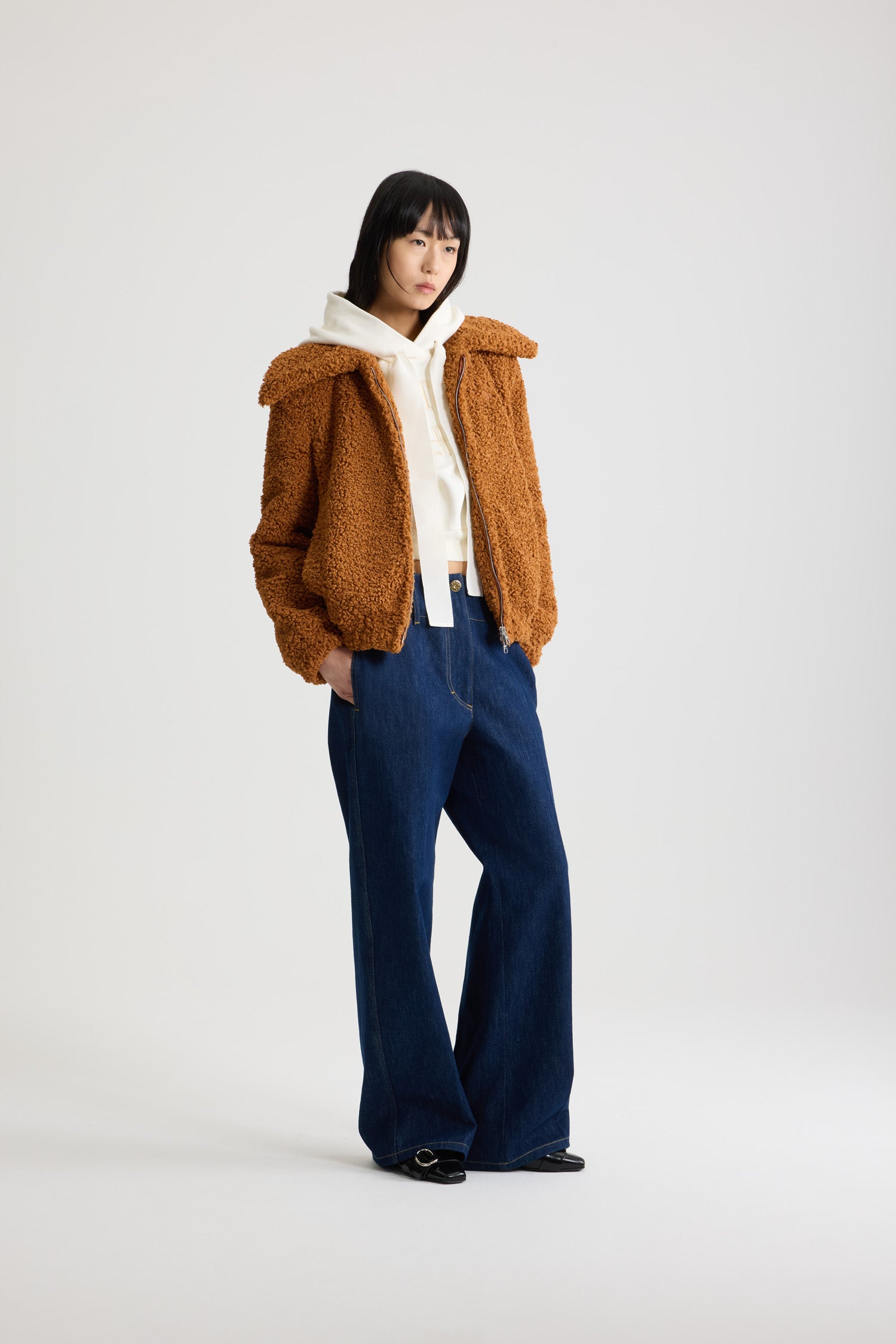 Patou OU041 bomber marron en fausse fourrure recyclée