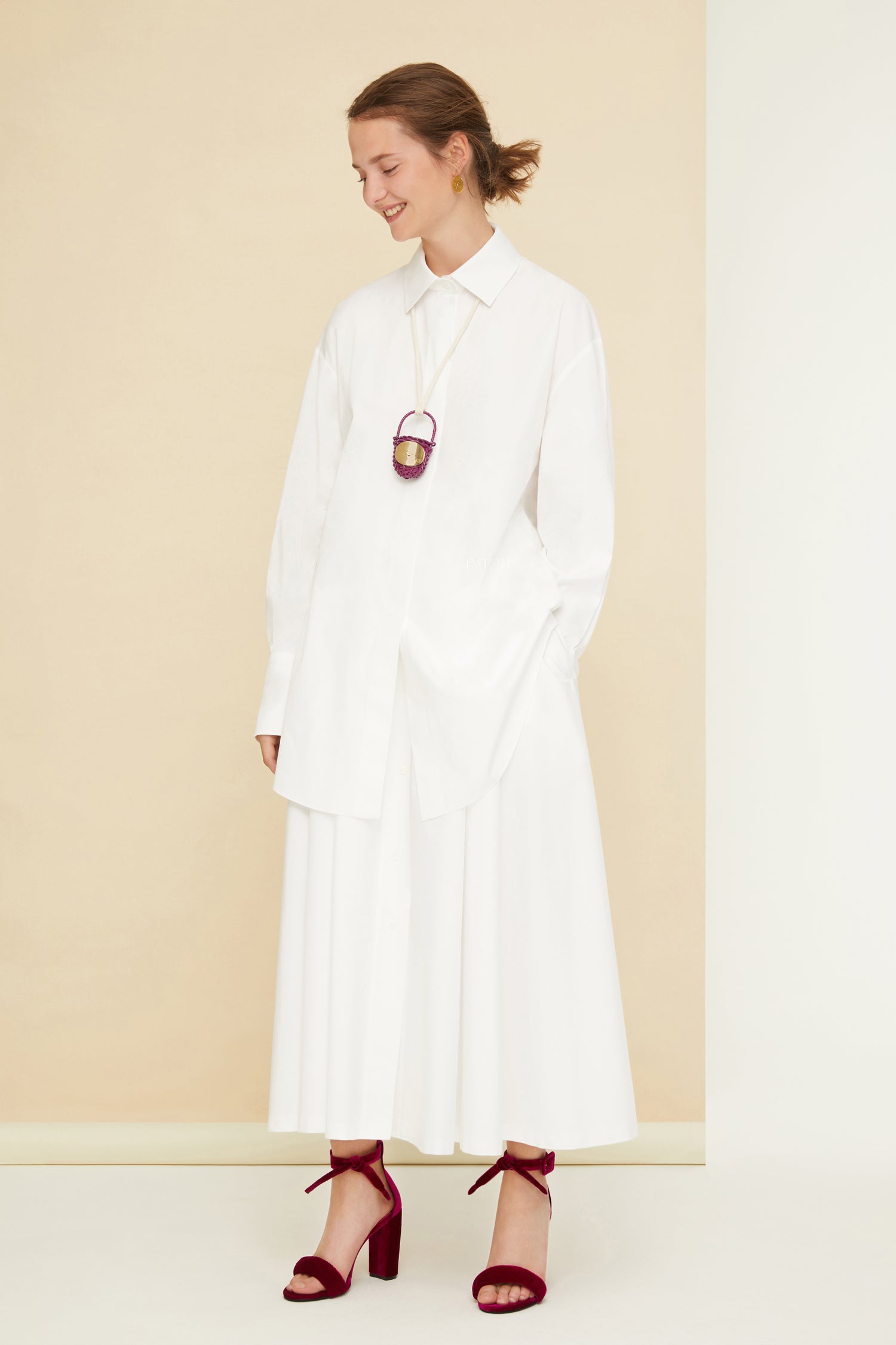 Patou SK0270017001W jupe maxi coton bio blanc