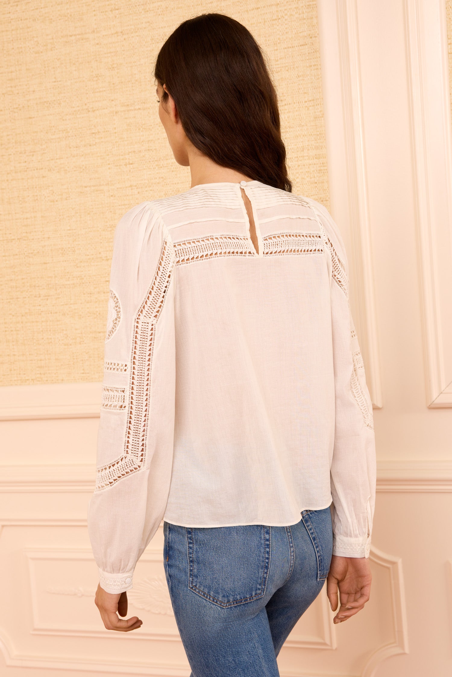 Ulla Johnson Marlowe top coton blanc Pristine manches longues