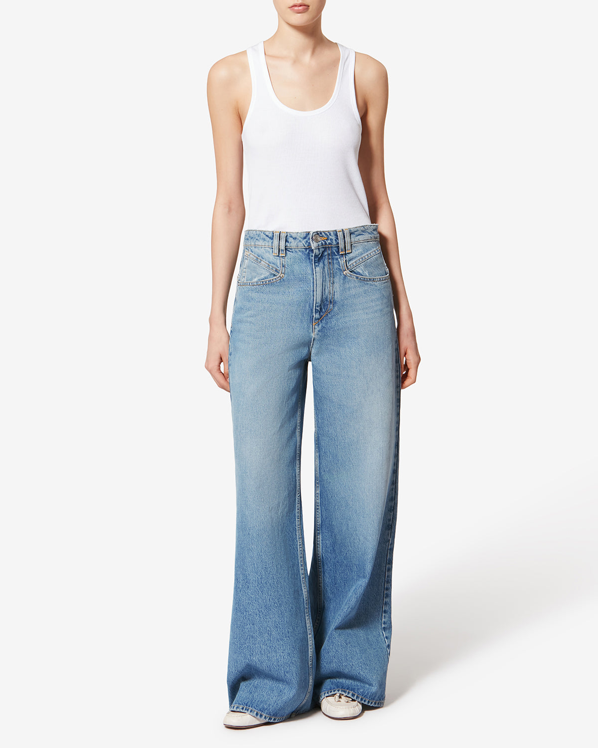 Isabel Marant Lemony PA0052FB jean large bleu clair