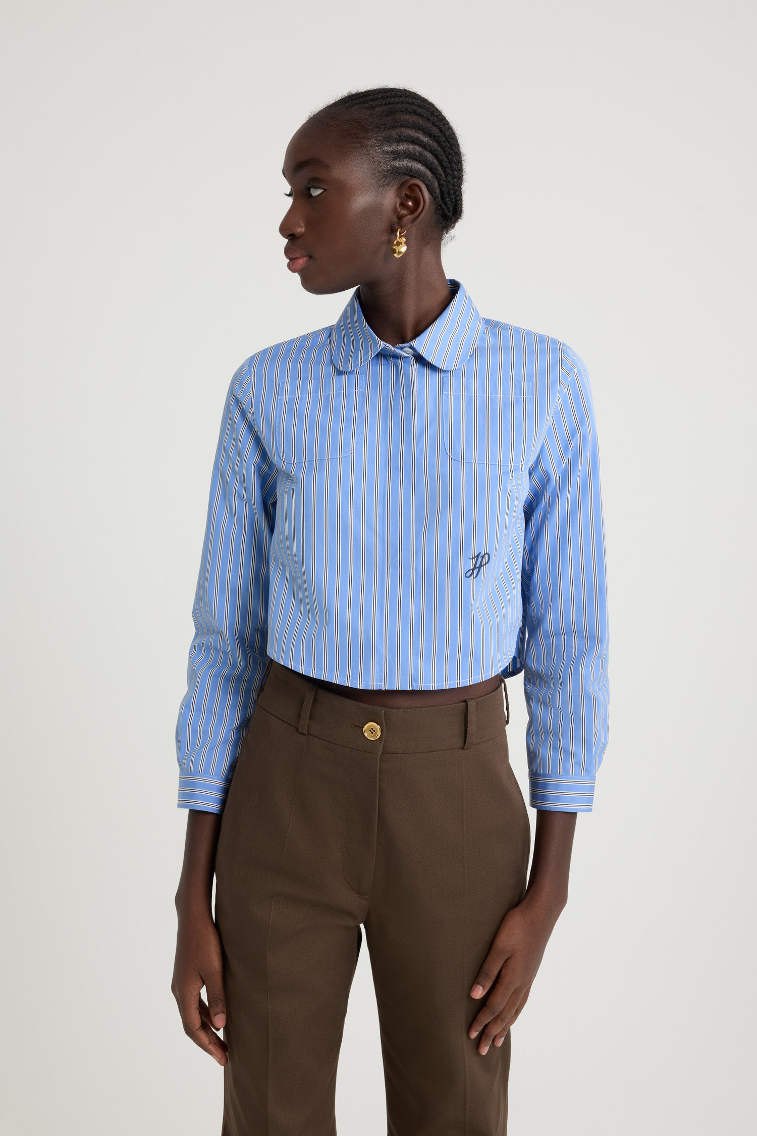 Patou BL042 chemise popeline rayée bleu heritage 34