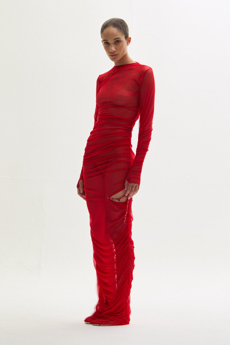ATU Body Couture Kintsugi Dress robe tulle rouge swarovski