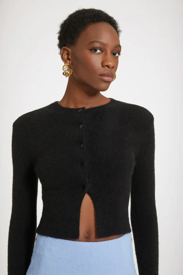 Patou KN148 cardigan court noir en alpaga