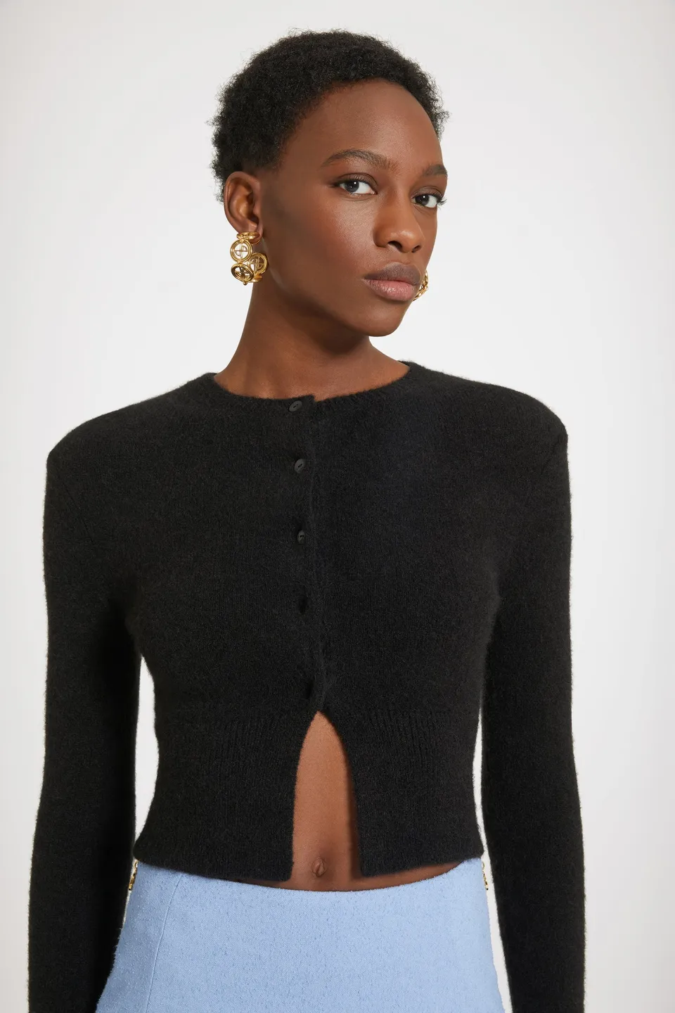 Patou KN148 cardigan court noir en alpaga