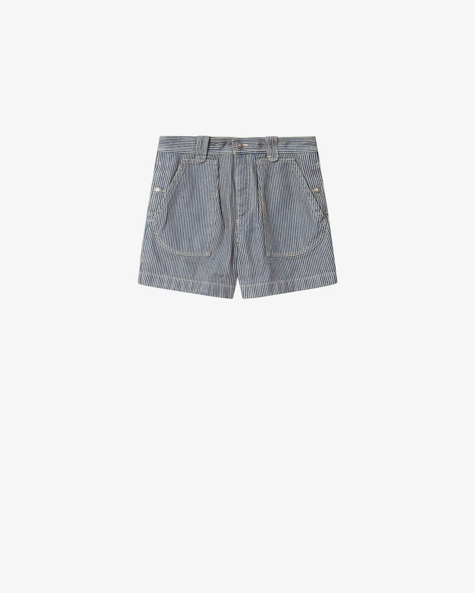 Isabel Marant Eveja short coton bleu-blanc rayé