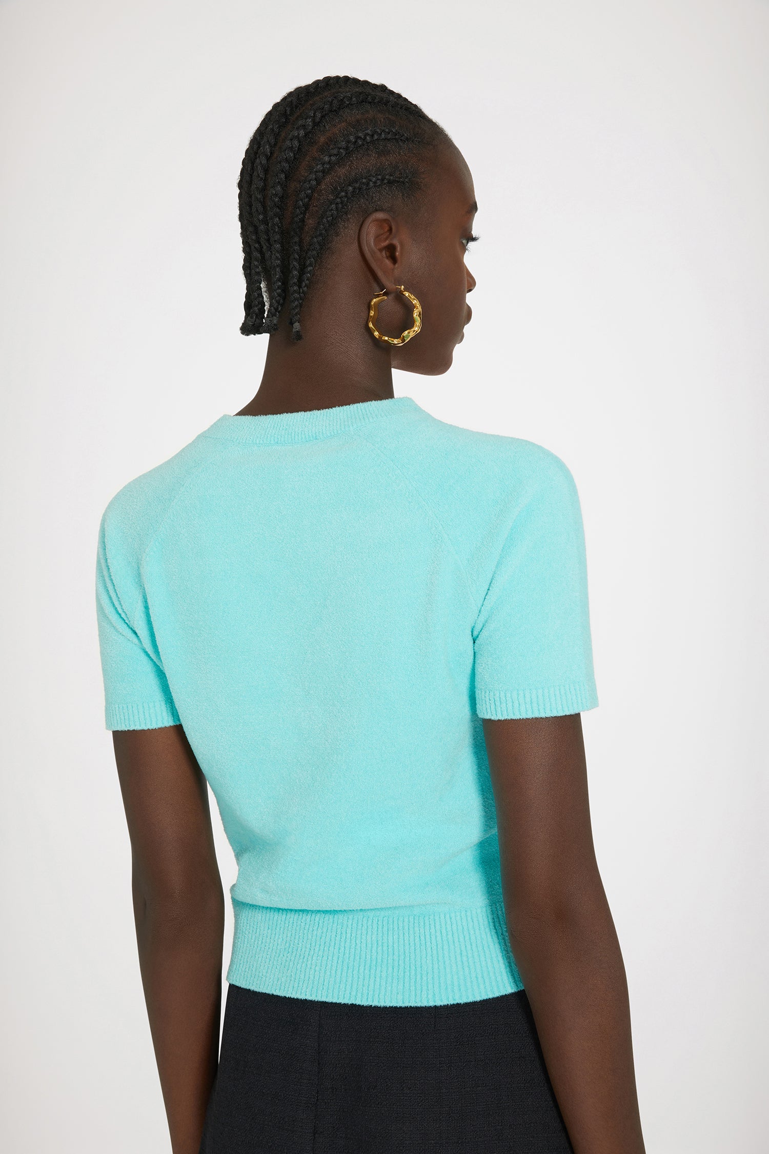 Patou KN156 top maille coton Acqua Blue