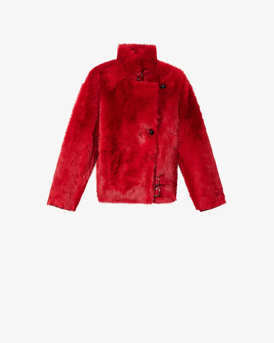 Isabel Marant Roama MA0590FF manteau peau lainée rouge