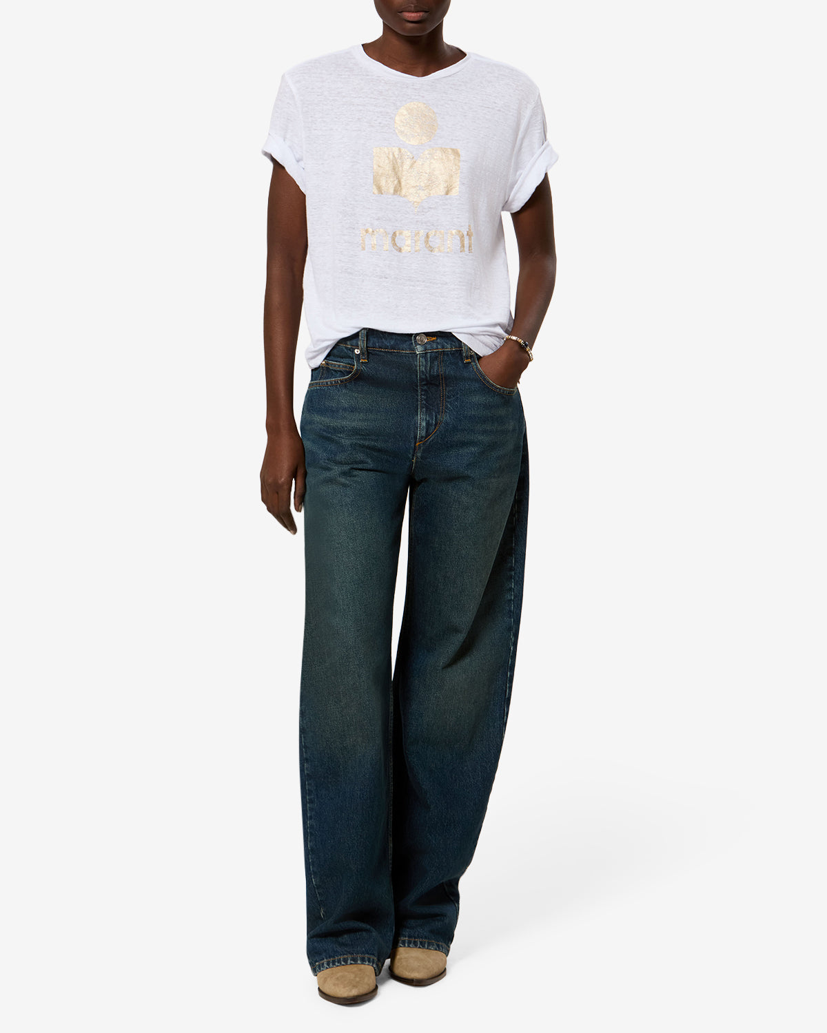 Isabel Marant Zewel TS0001FB t-shirt blanc-doré