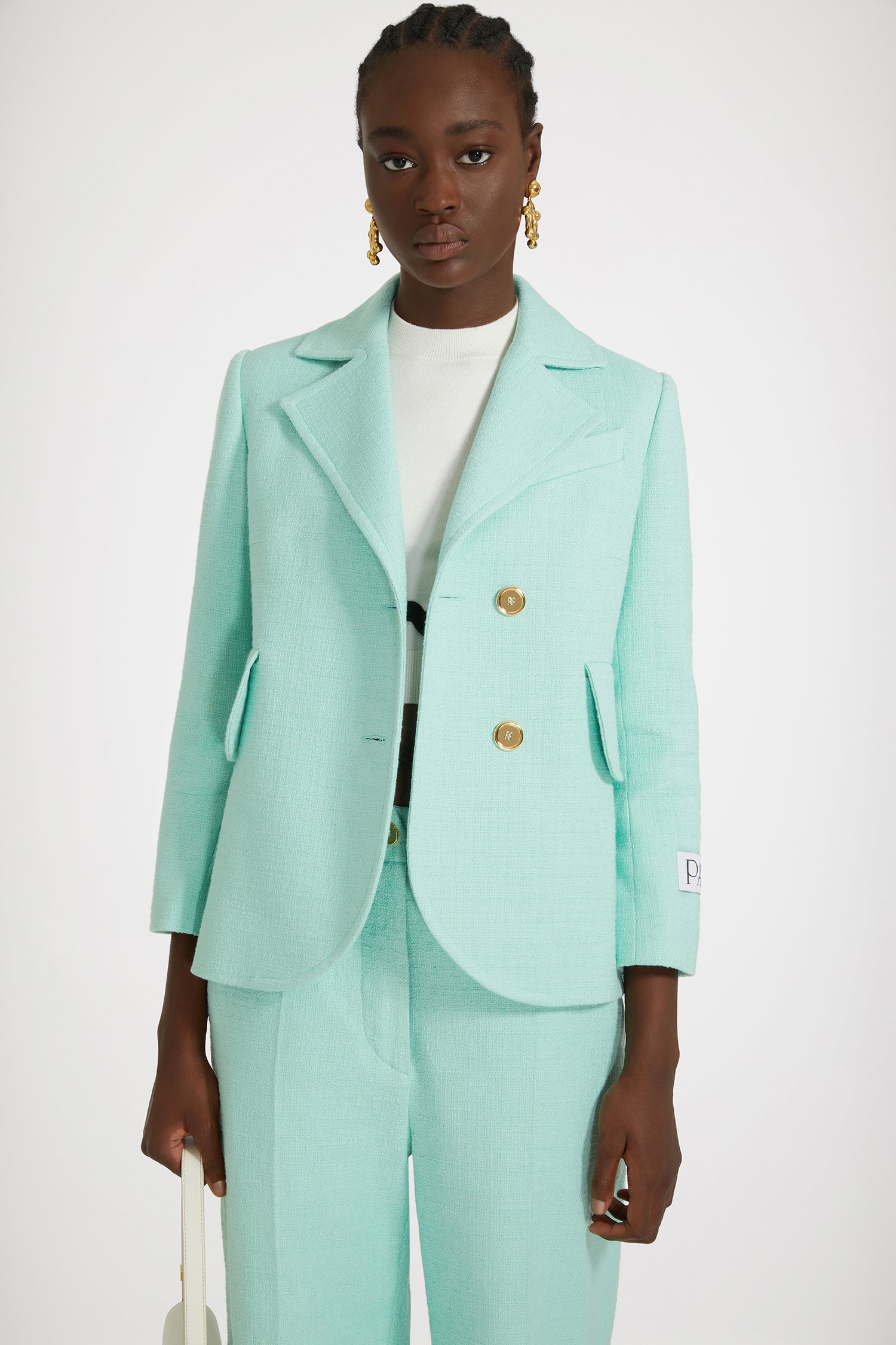 Patou P24JA035 veste tweed vert menthe 34-44 coton