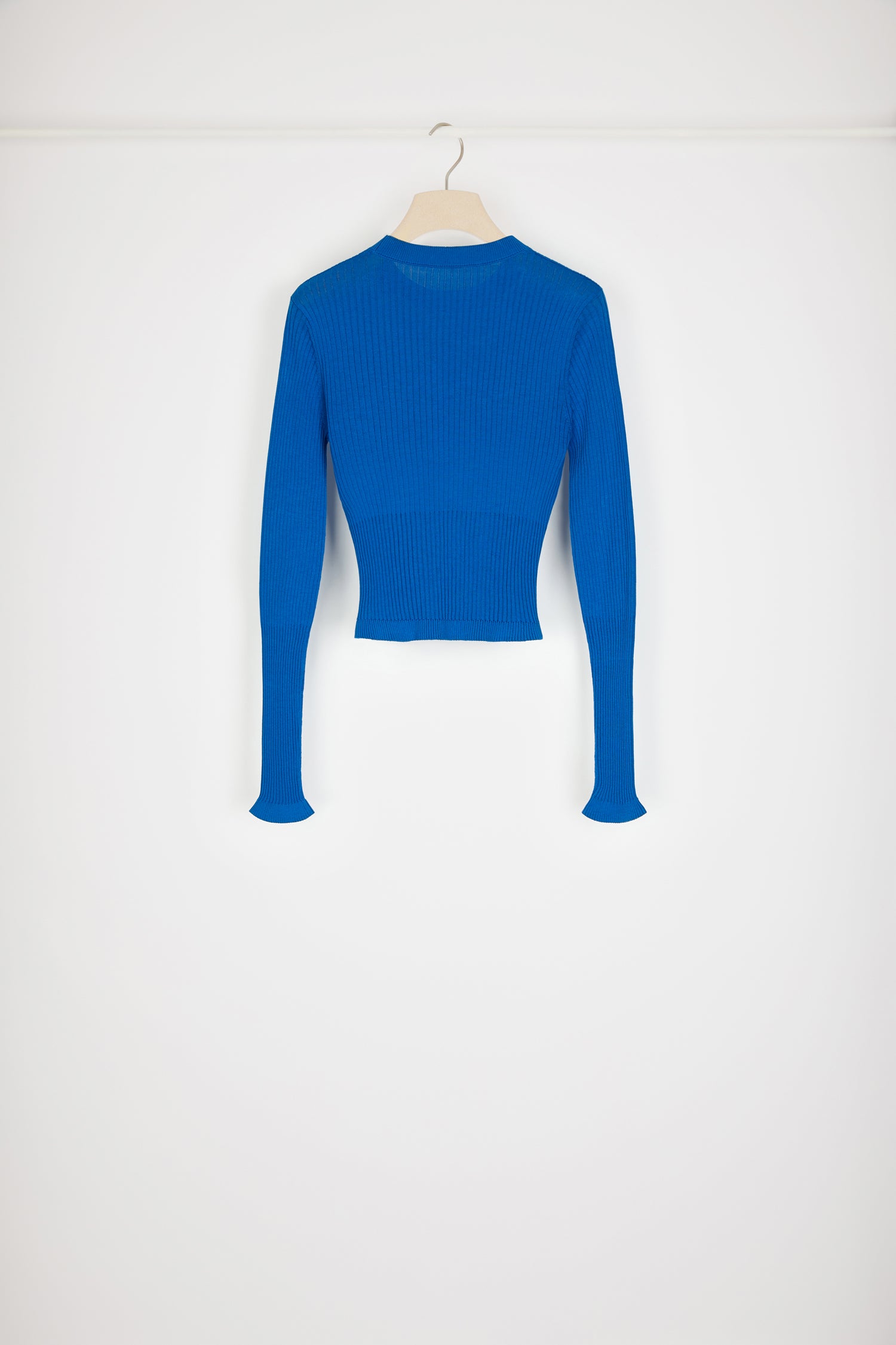 Patou KN078 pull côtelé Blue Jewel coton bio ajusté