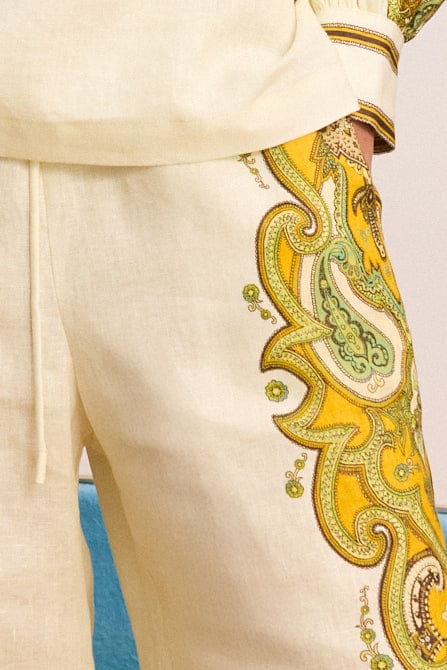 Alemäis Porter pantalon large lin imprimé paisley