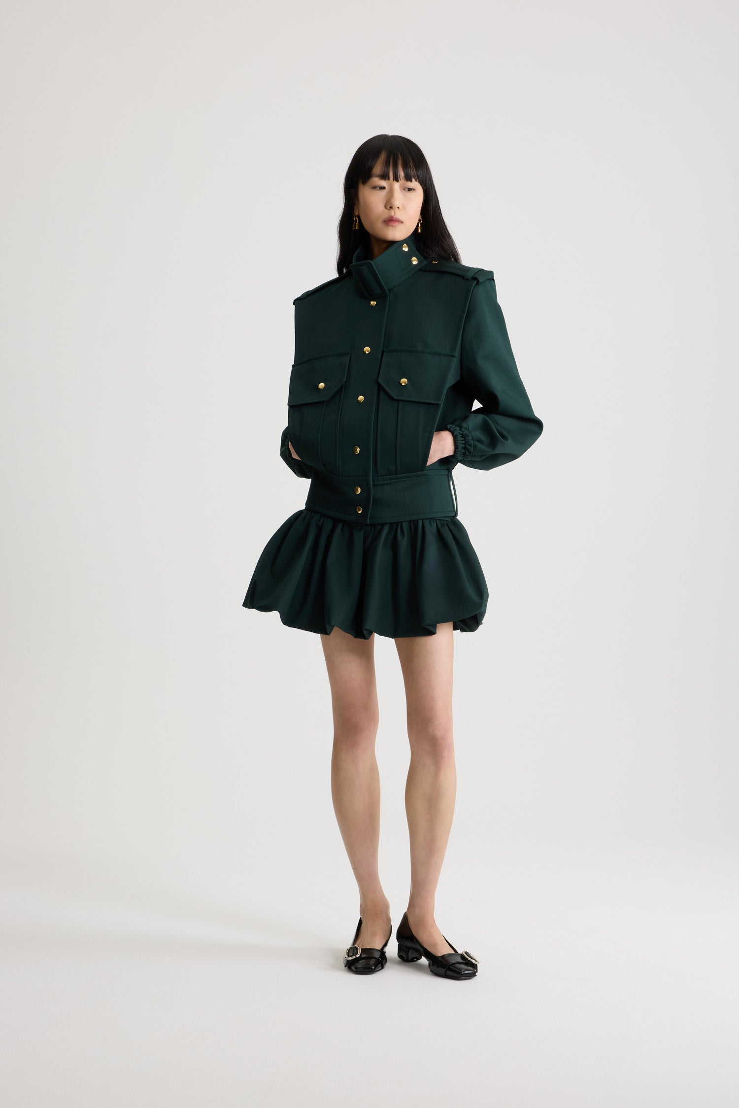 Patou H25OU040 bomber gabardine vert jardin