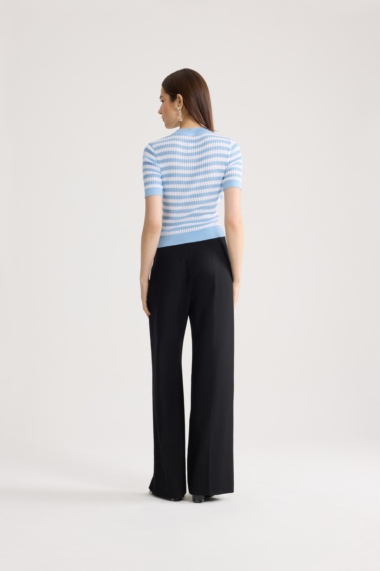 Patou KN342 pull coton rayé bleu Riviera