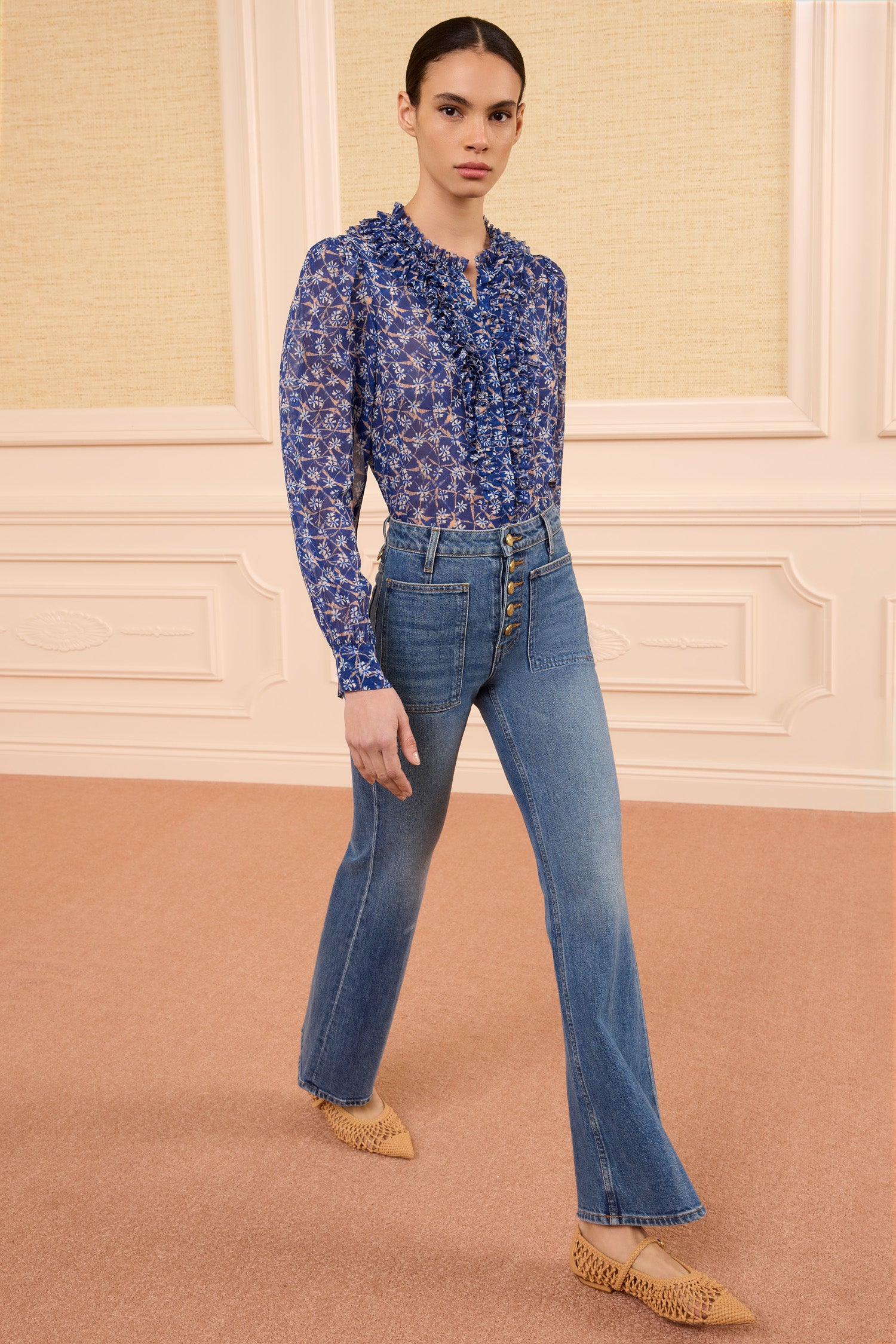 Ulla Johnson Clio blouse dusk soie fleurs volants