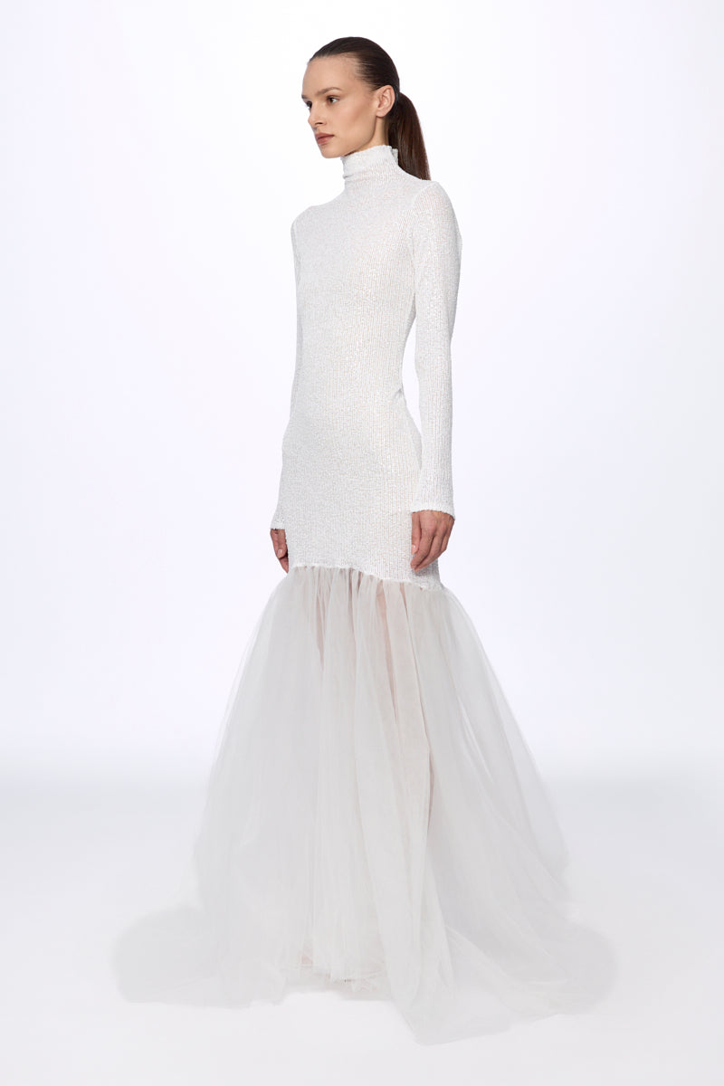 ATU Body Couture Sequins robe sequins blanche tulle taille S