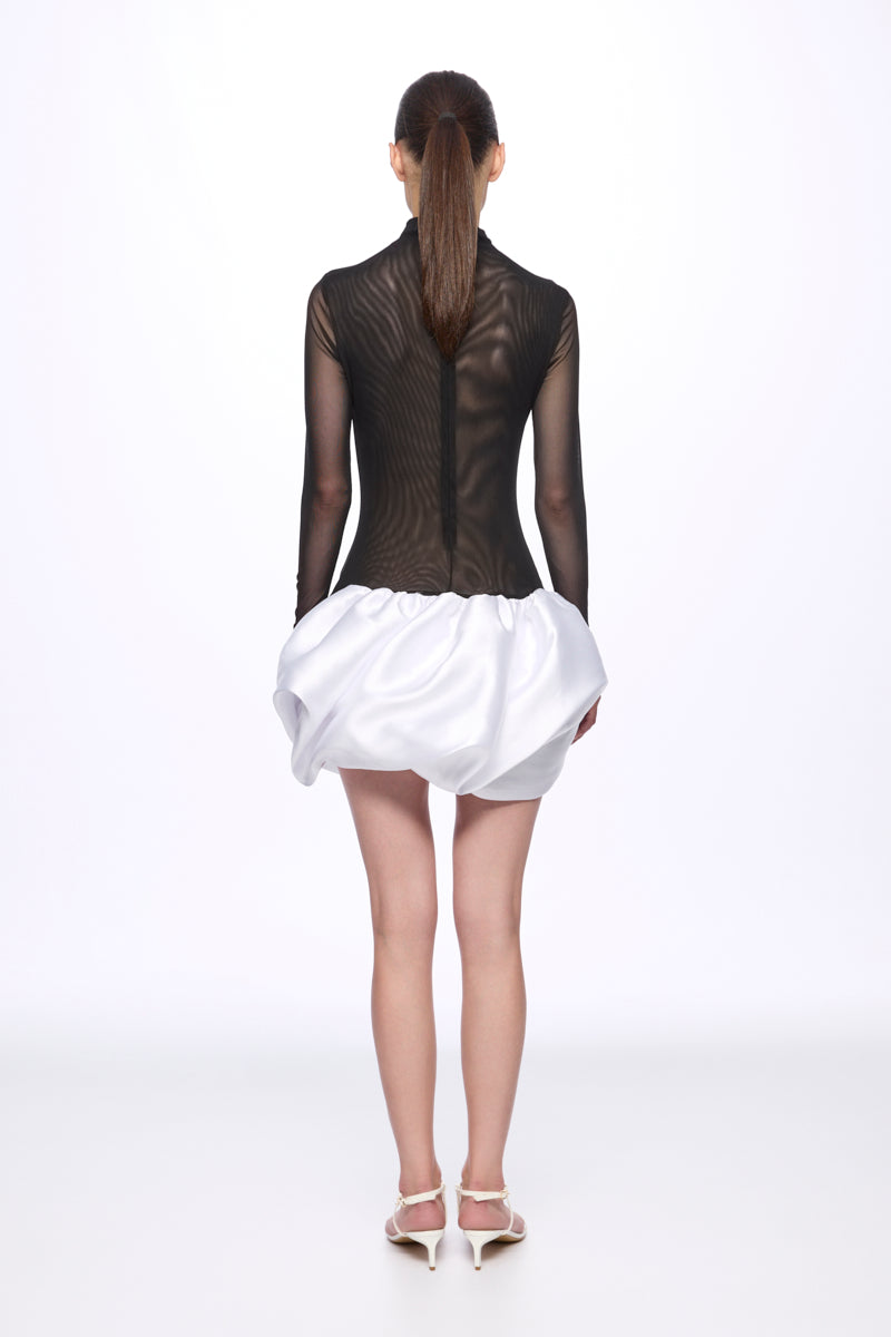 ATU Body Couture Bodysuits robe mini tulle taille basse noir blanc