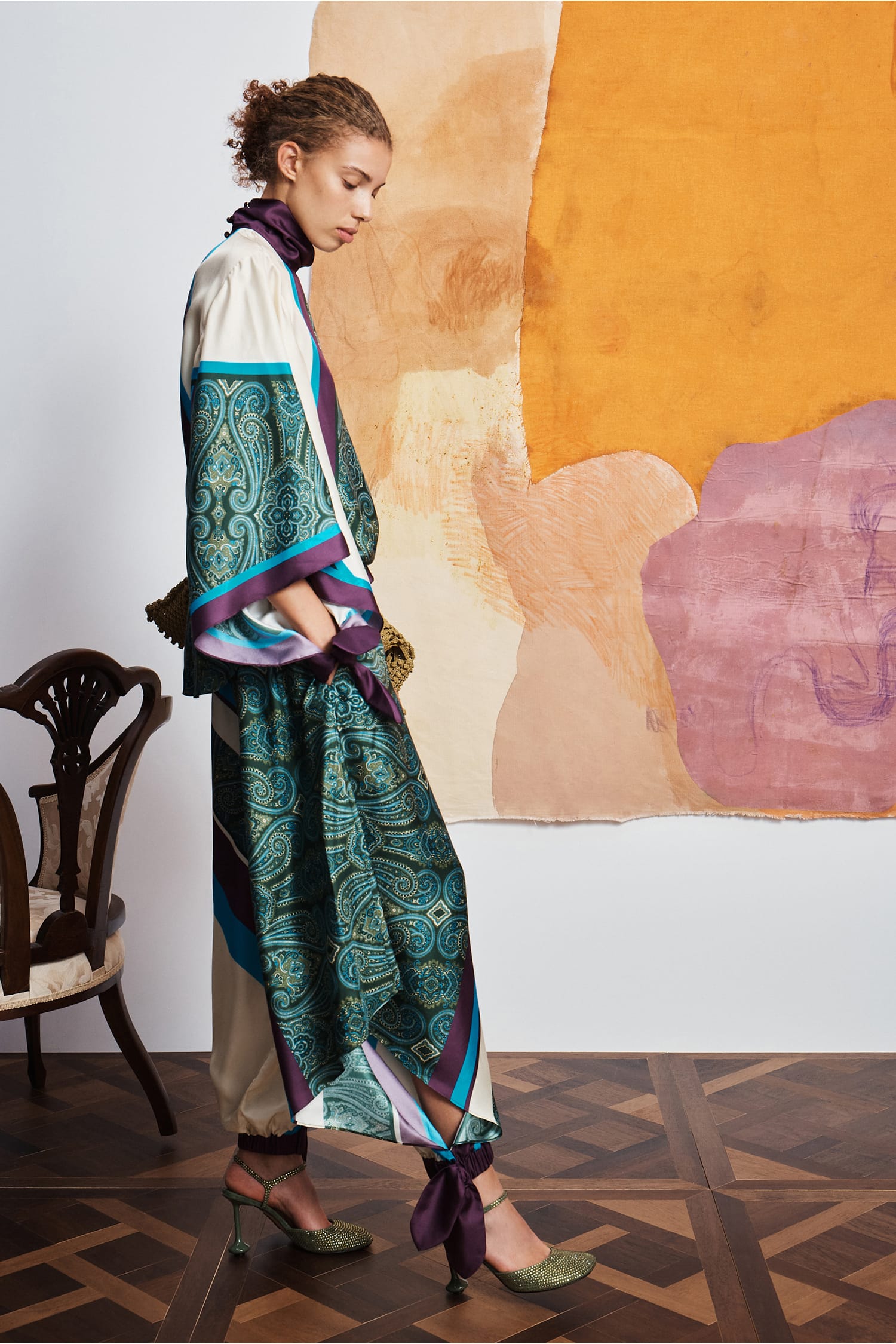 Alemais Joni top soie imprimé paisley manches longues