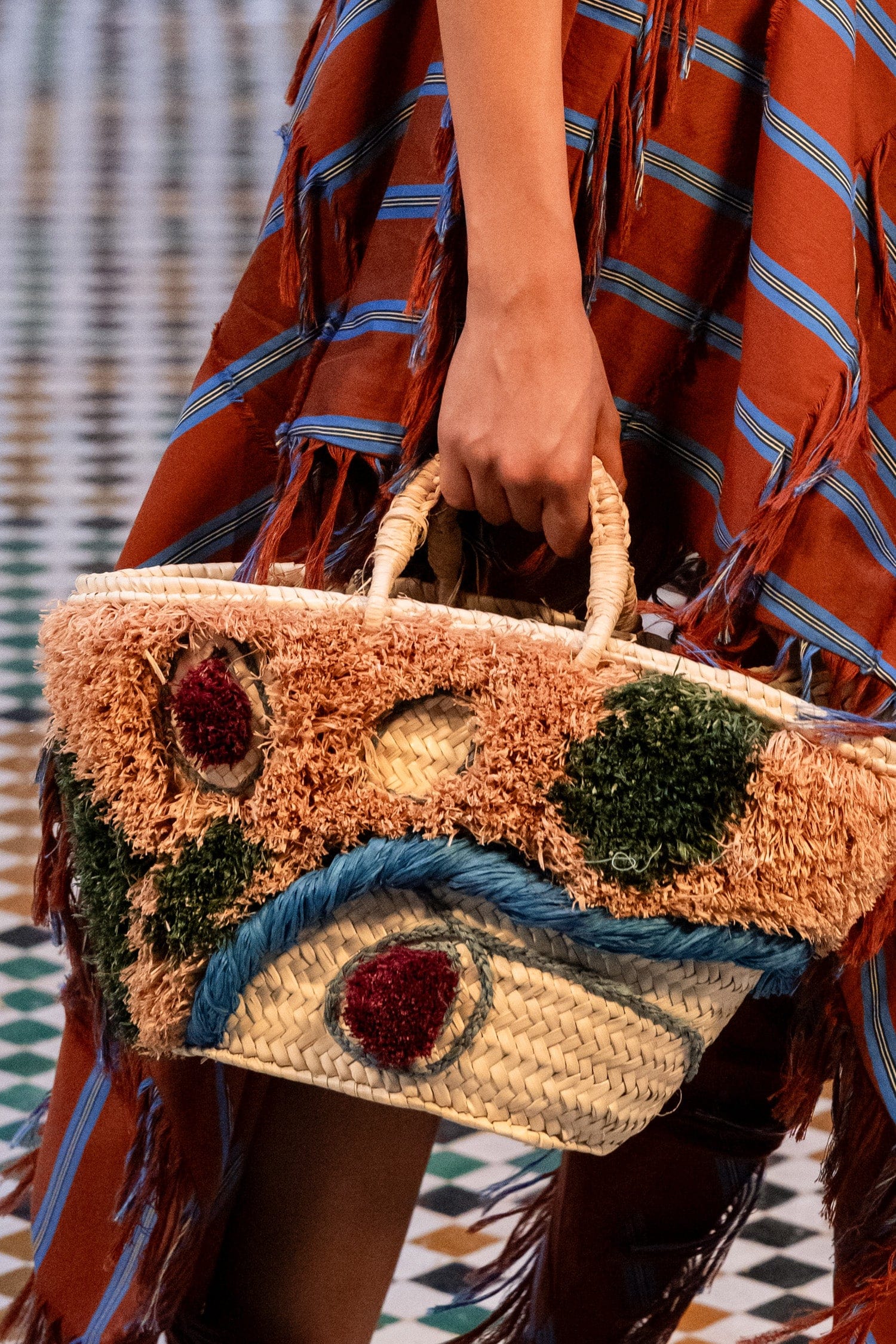 Alemaïs Michelle panier midi raffia cuir